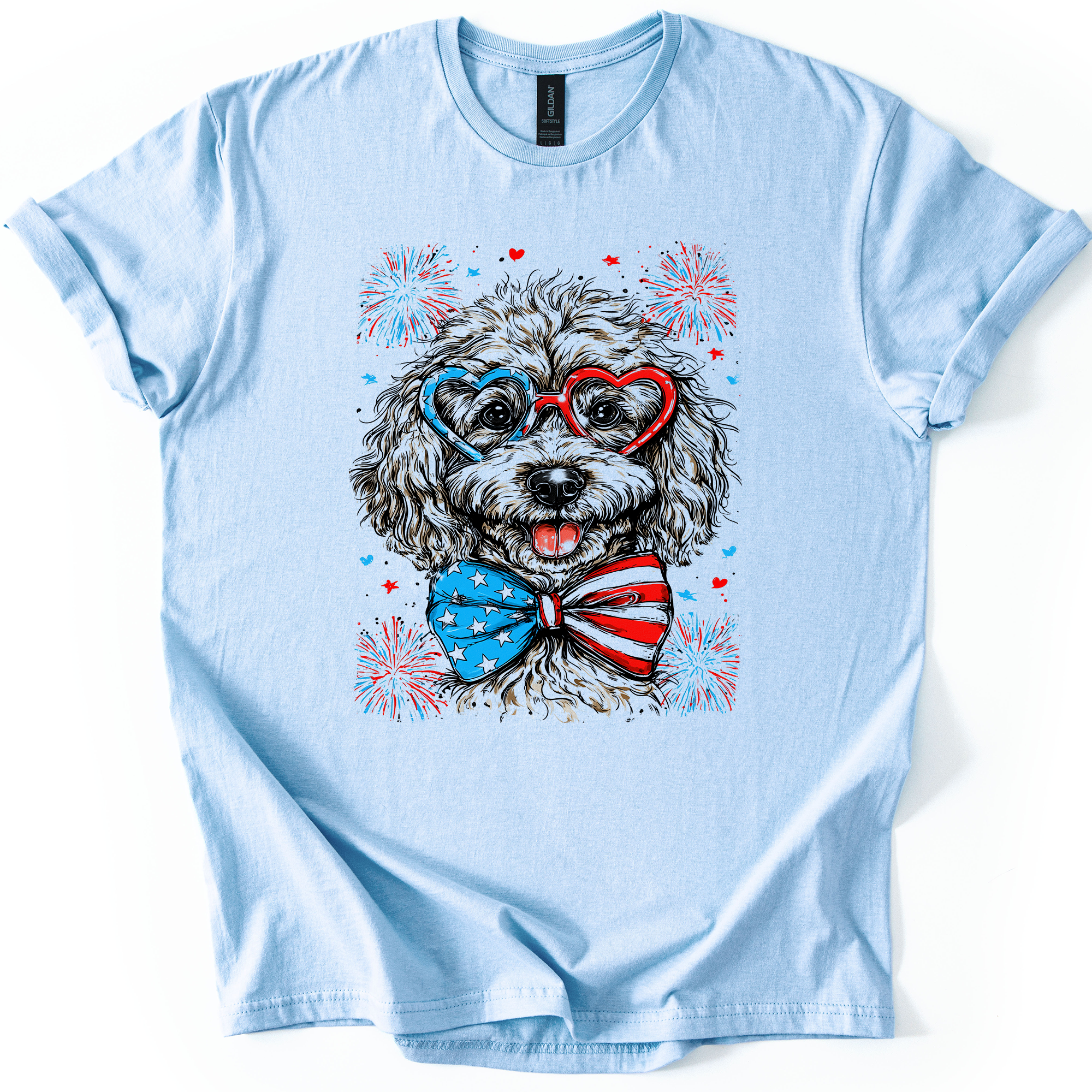 Poodle Patriotic Dog USA Pride For Pet Lovers Everywhere 4th Of July Celebration Graphic Tee