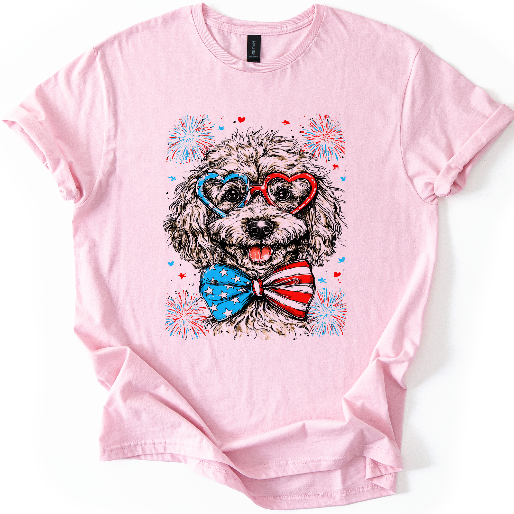 Poodle Patriotic Dog USA Pride For Pet Lovers Everywhere 4th Of July Celebration Graphic Tee