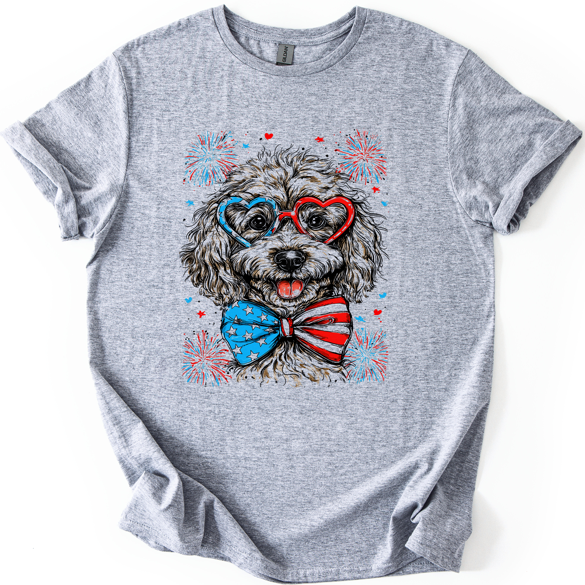 Poodle Patriotic Dog USA Pride For Pet Lovers Everywhere 4th Of July Celebration Graphic Tee