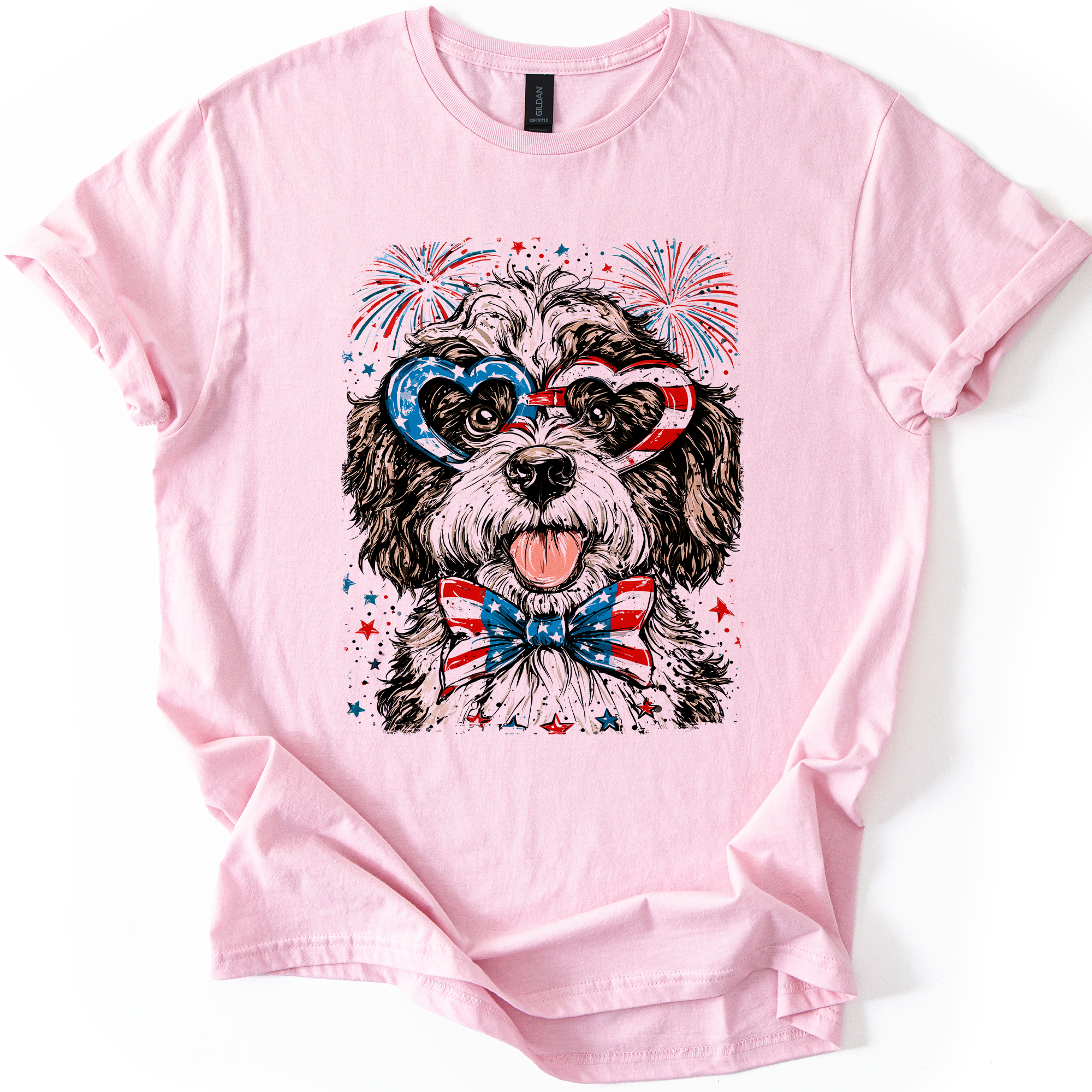 Portuguese Water Dog Patriotic USA America 4th Of July Graphic Tee For Pet Lovers