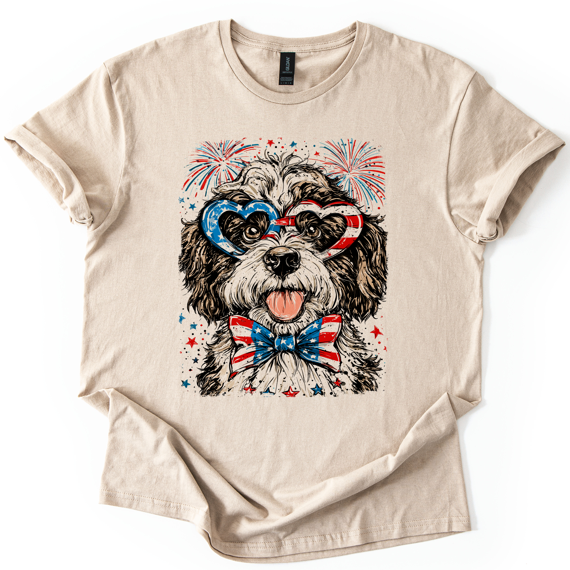 Portuguese Water Dog Patriotic USA America 4th Of July Graphic Tee For Pet Lovers