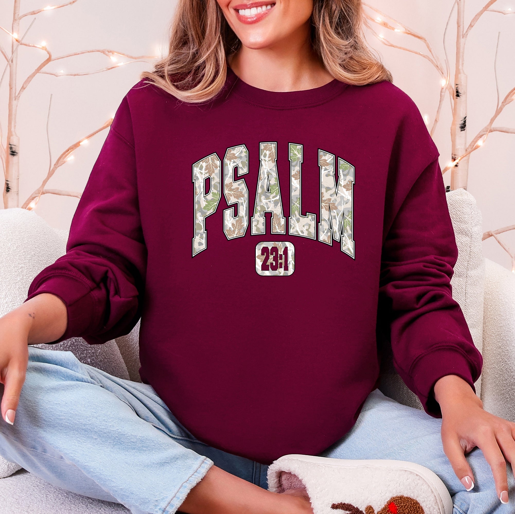 Psalm 23 Camo Christmas Faith Gospel Cozy Vintage Holiday Seasonal Graphic Sweatshirt