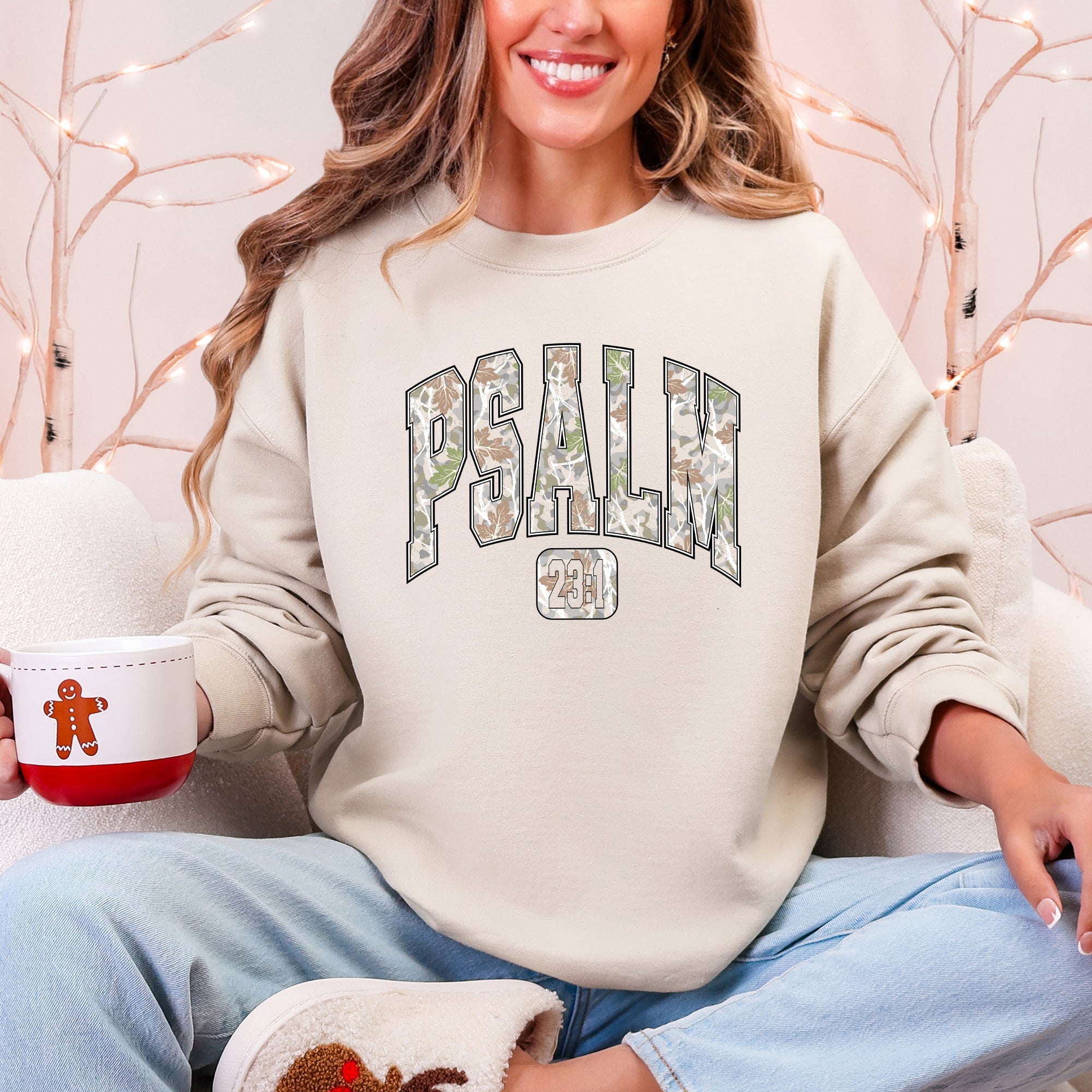 Psalm 23 Camo Christmas Faith Gospel Cozy Vintage Holiday Seasonal Graphic Sweatshirt