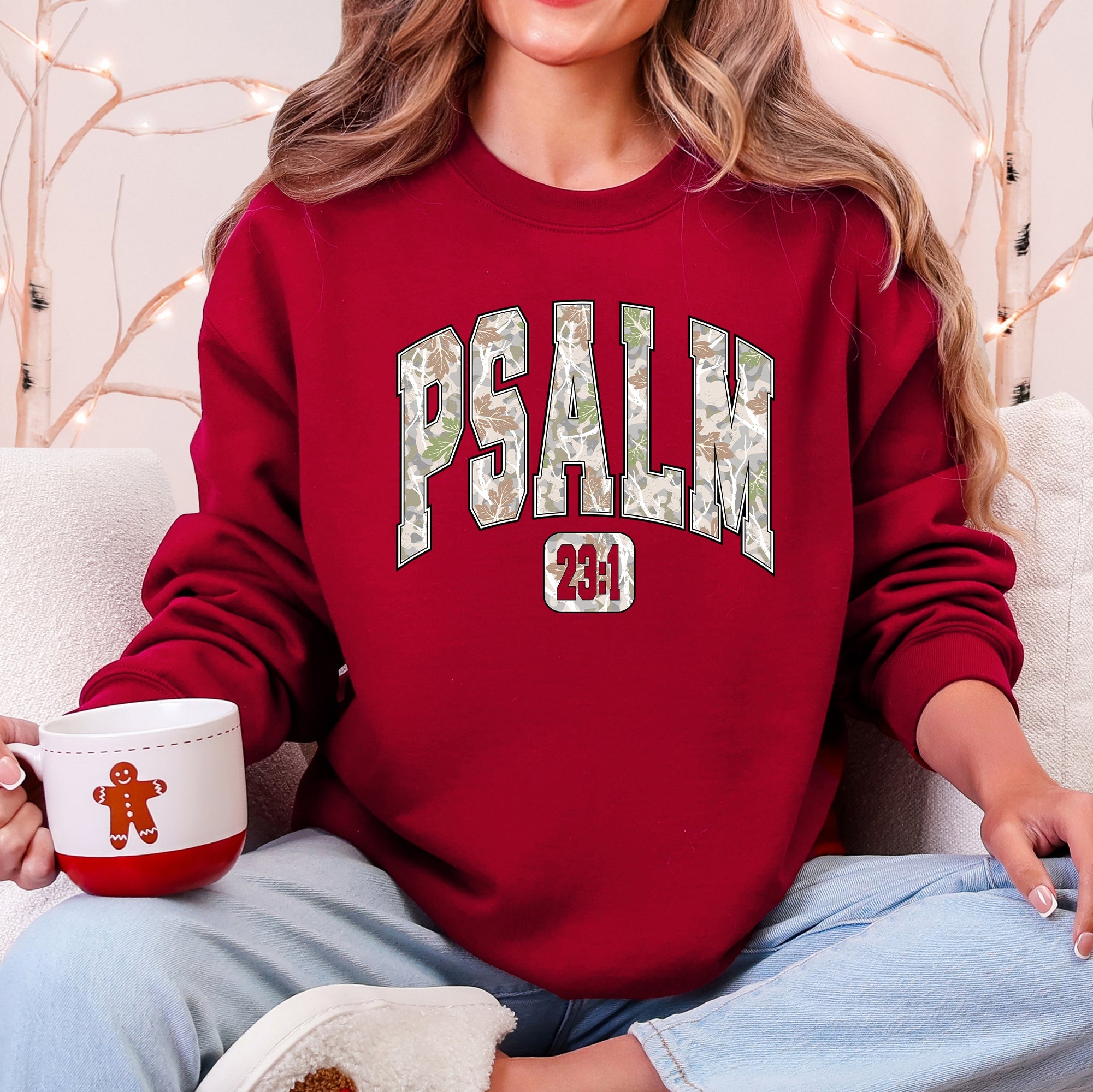 Psalm 23 Camo Christmas Faith Gospel Cozy Vintage Holiday Seasonal Graphic Sweatshirt