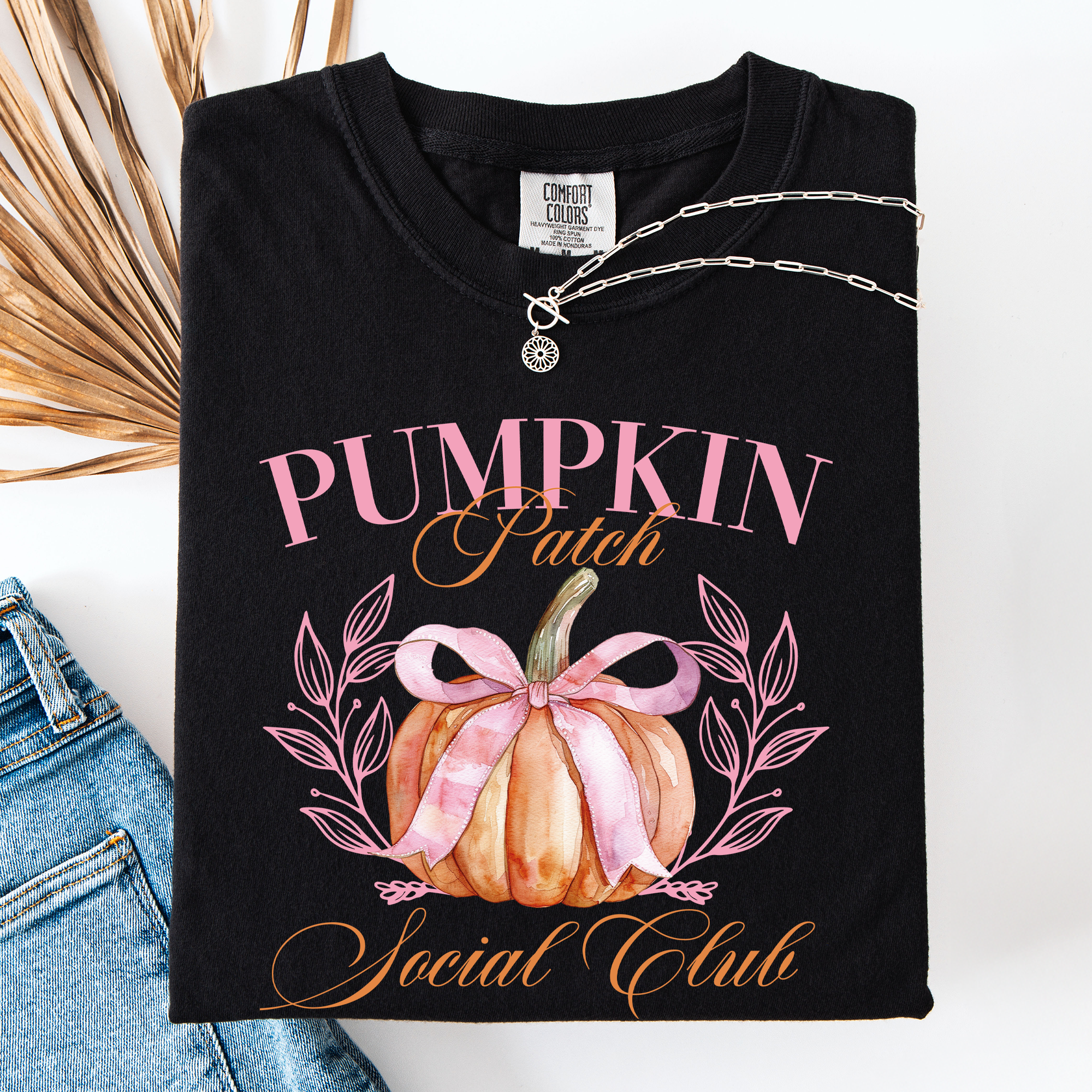 Pumpkin Patch Social Club Watercolor Leopard Print Pumpkins Hand Painted Bouquet Autumn Harvest Comfort Colors Tee