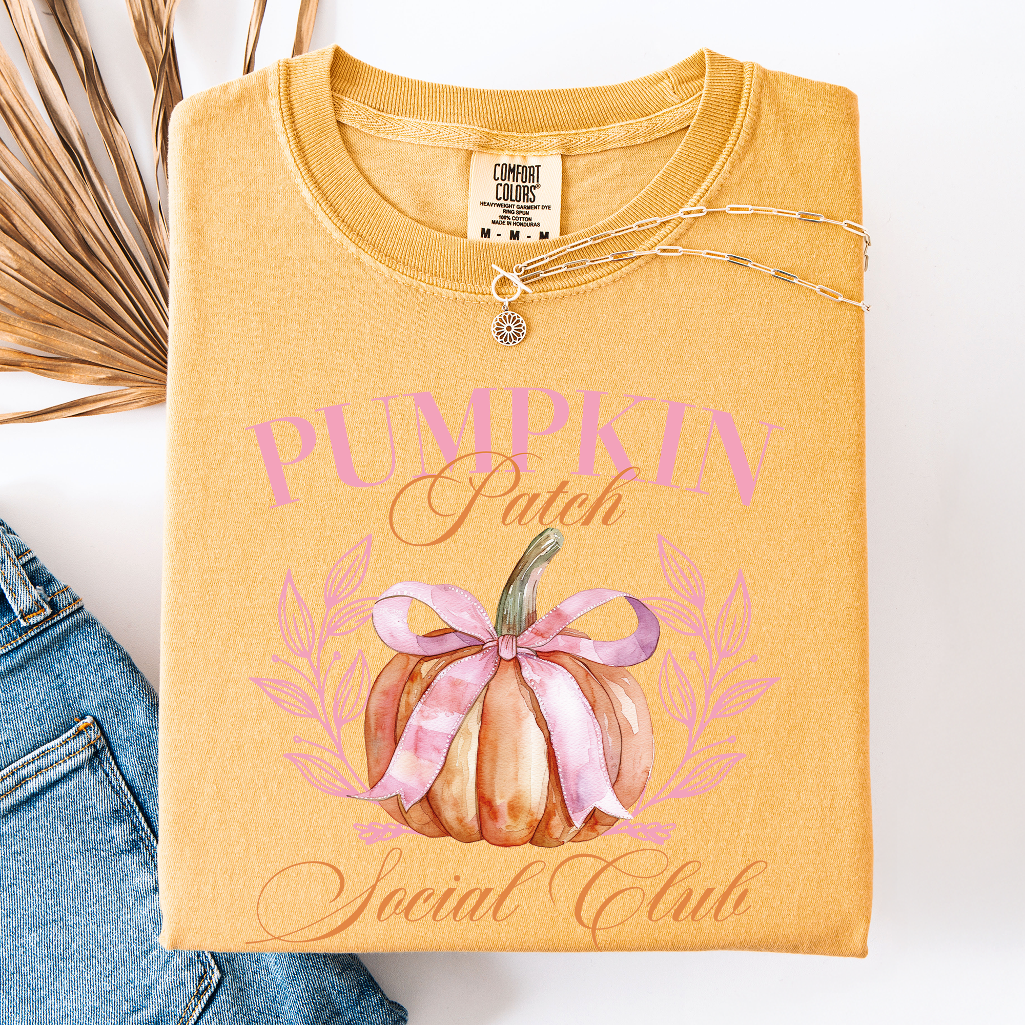 Pumpkin Patch Social Club Watercolor Leopard Print Pumpkins Hand Painted Bouquet Autumn Harvest Comfort Colors Tee