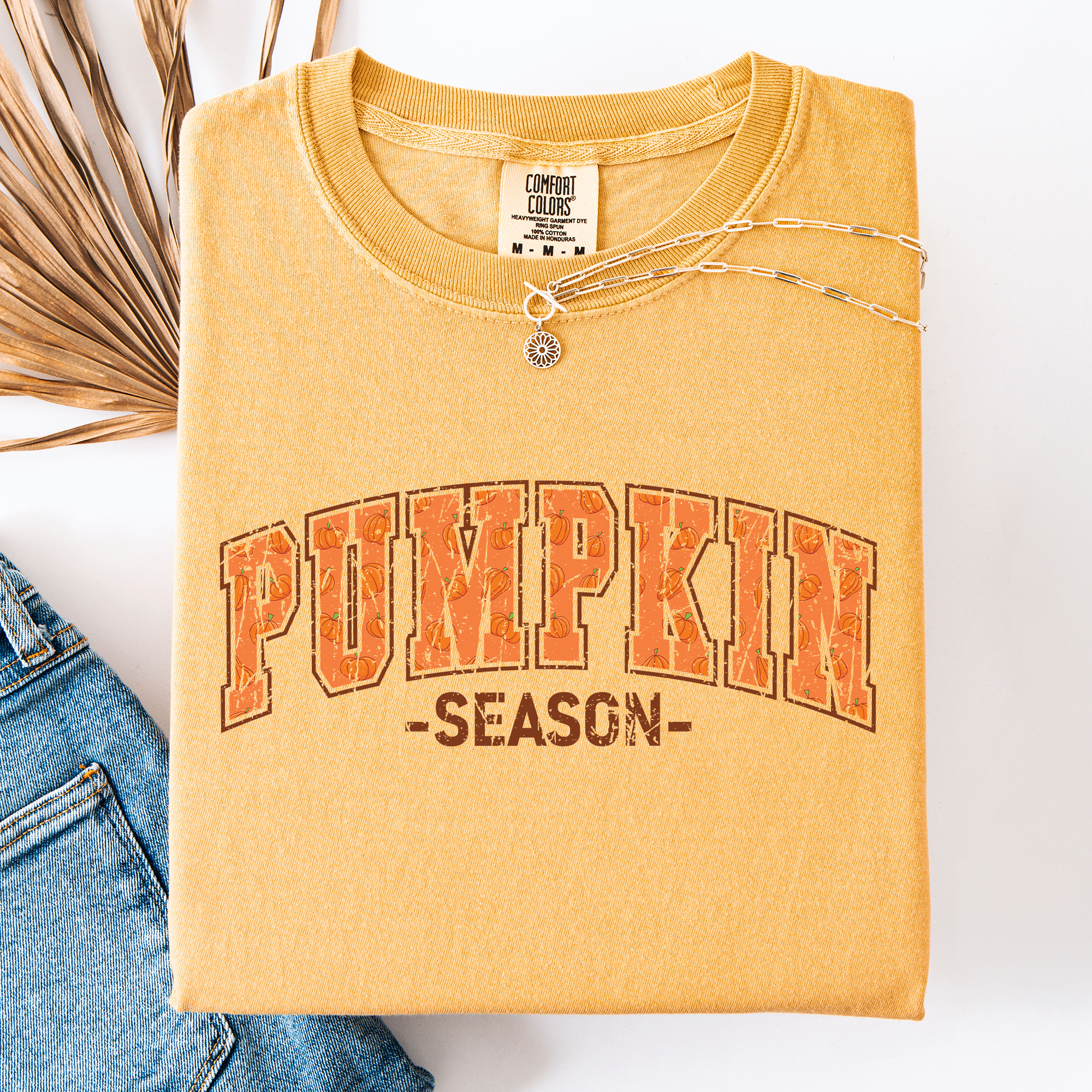 Pumpkin Season Classic Varsity Halloween Fall Autumn Watercolor Leopard Pumpkins Bouquet Comfort Colors Tee