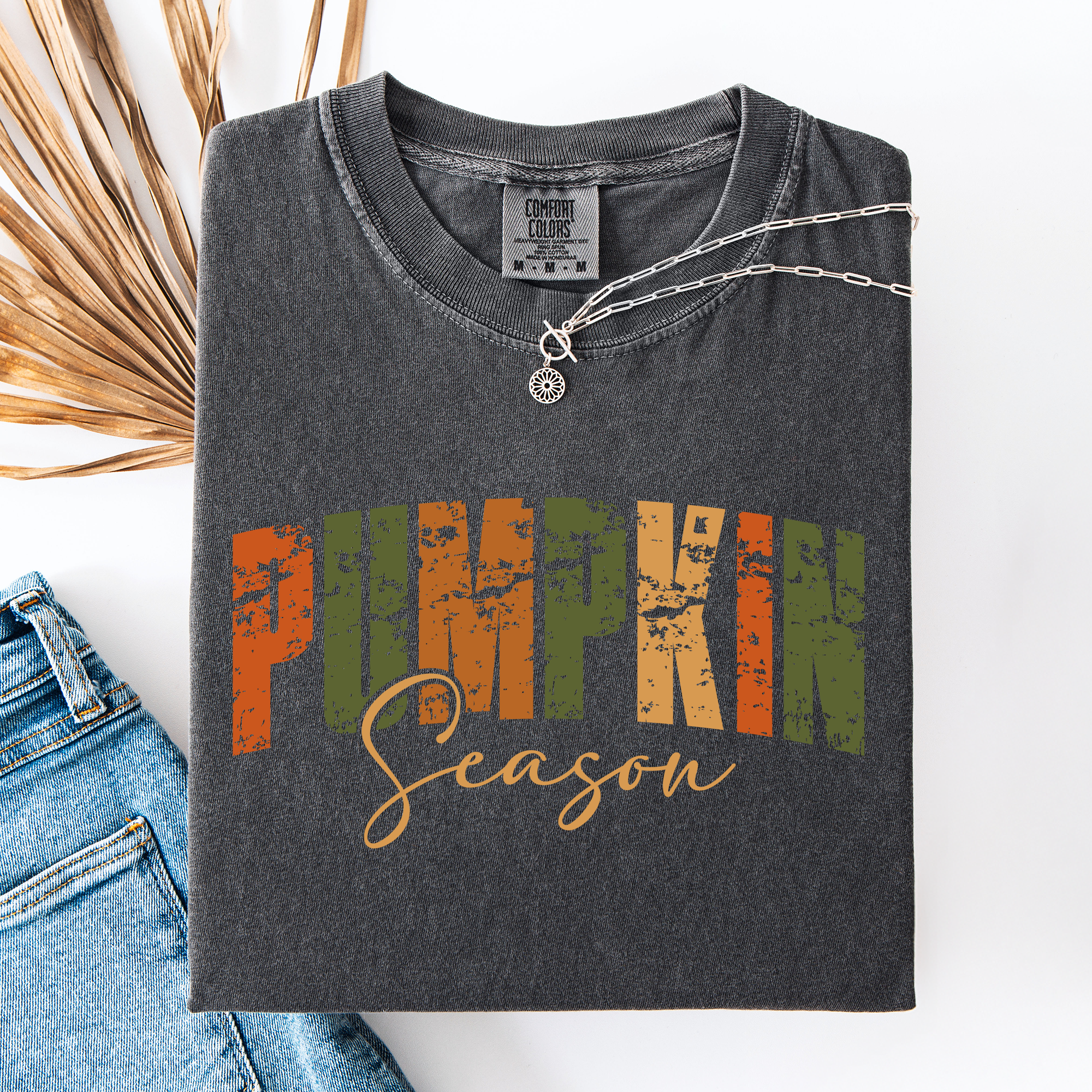 Pumpkin Season Leopard Print Pumpkins With Watercolor Bouquet Autumn Comfort Colors Tee