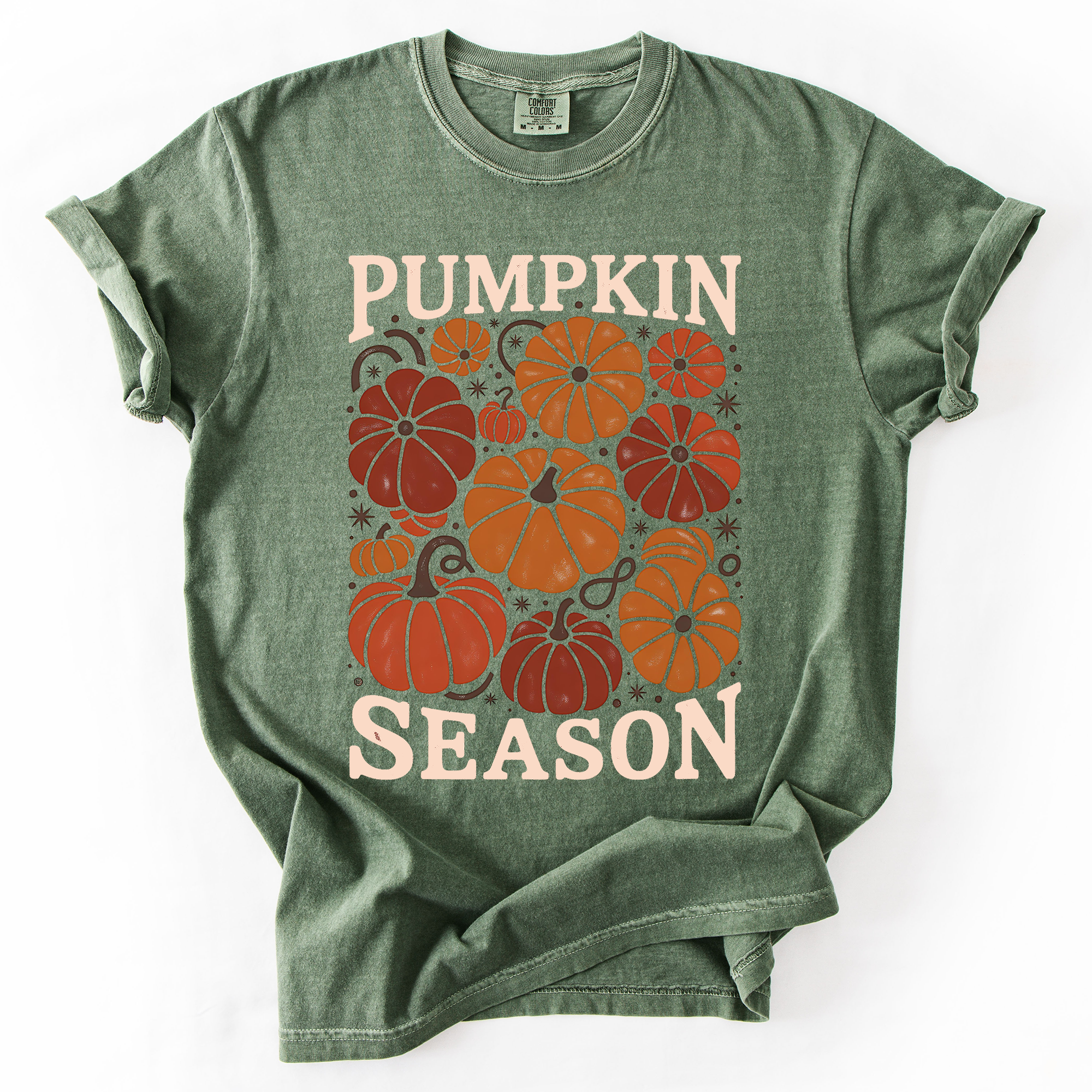 Pumpkin Queen Watercolor Leopard Pumpkins and Hand Painted Bouquet Autumn Harvest Comfort Colors Tee