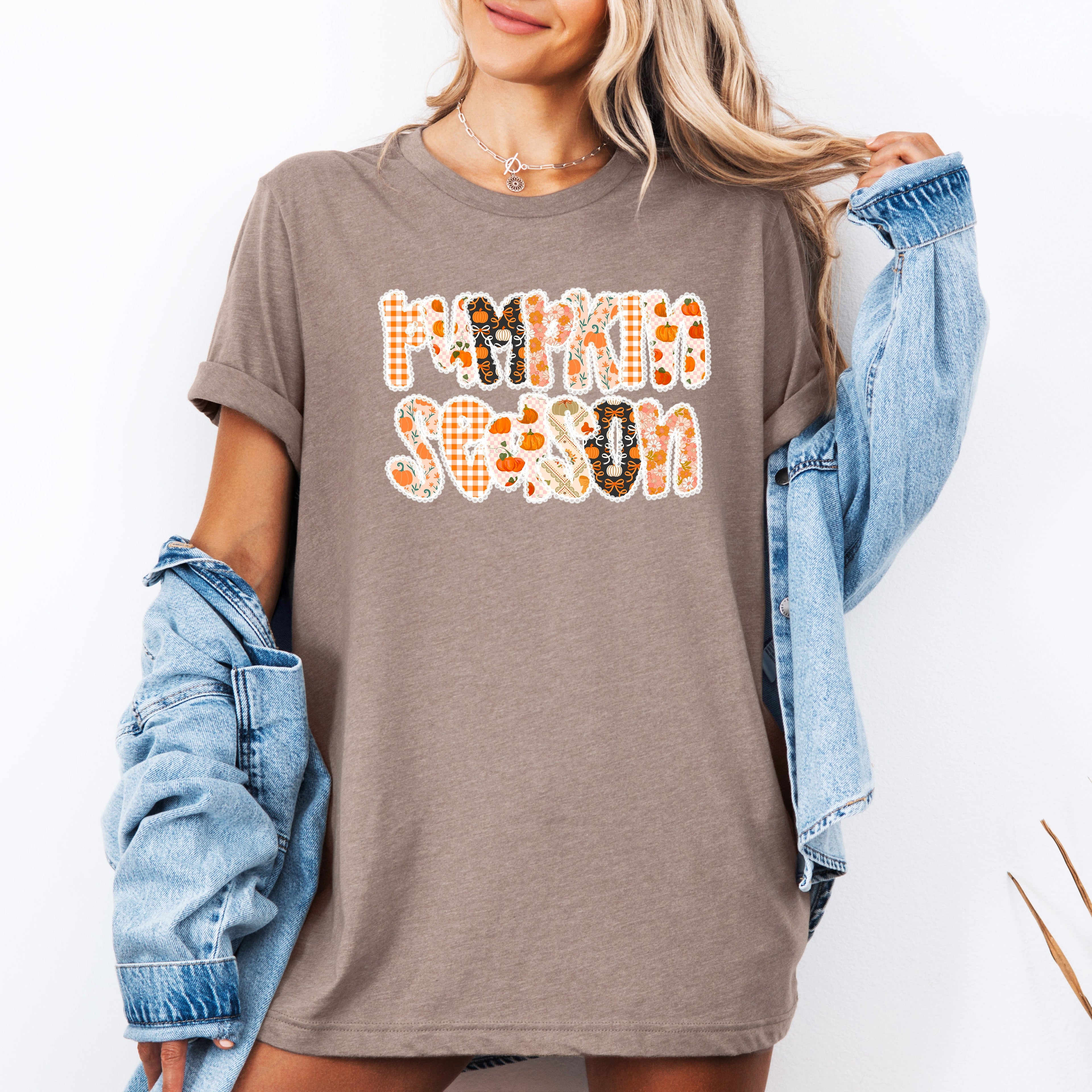 Pumpkin Season Pattern Cozy Autumn Colors Illustration For Fall Wardrobe Graphic Tee