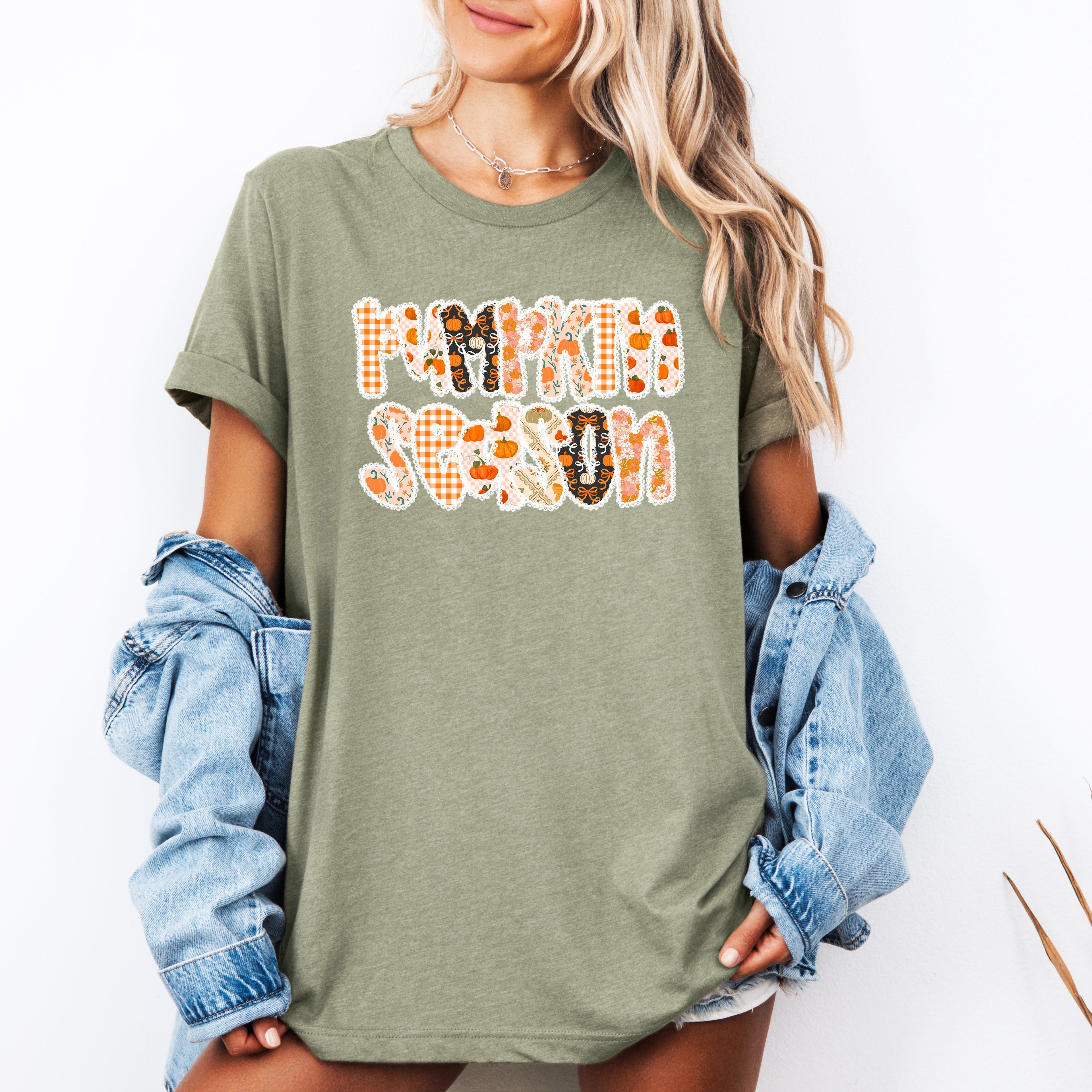 Pumpkin Season Pattern Cozy Autumn Colors Illustration For Fall Wardrobe Graphic Tee
