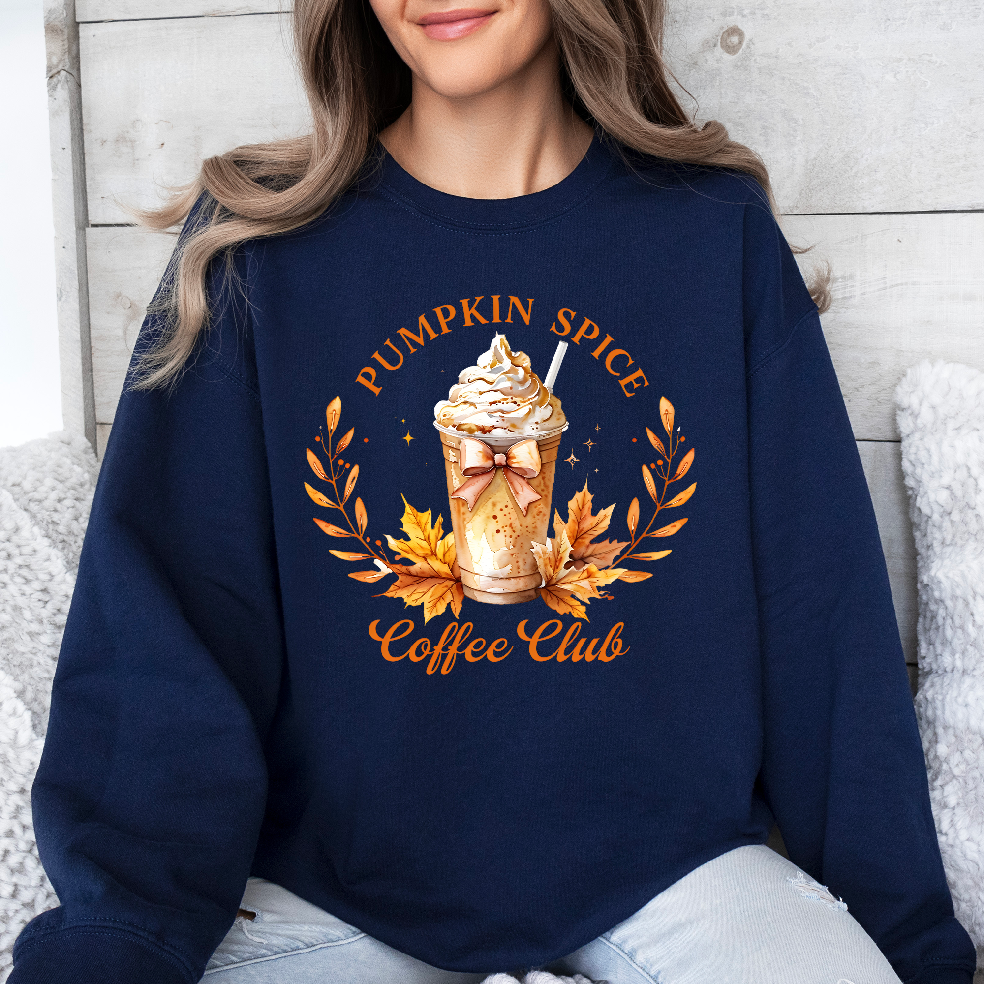 Pumpkin Spice Coffee Club Autumn Floral Sunflower Design Seasonal Cozy Fall Sweatshirt