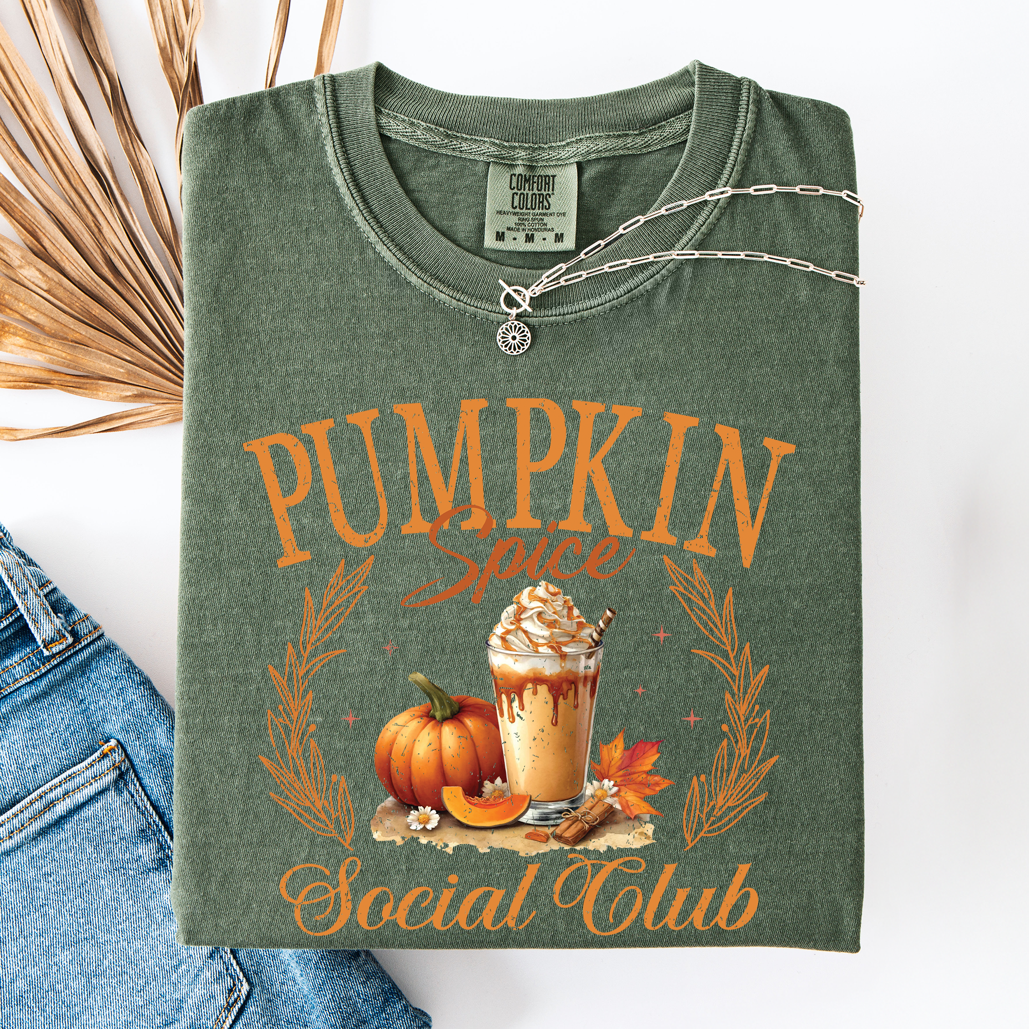 Pumpkin Spice Social Club Autumn Night Watercolor Illustration Edition Comfort Colors Tee