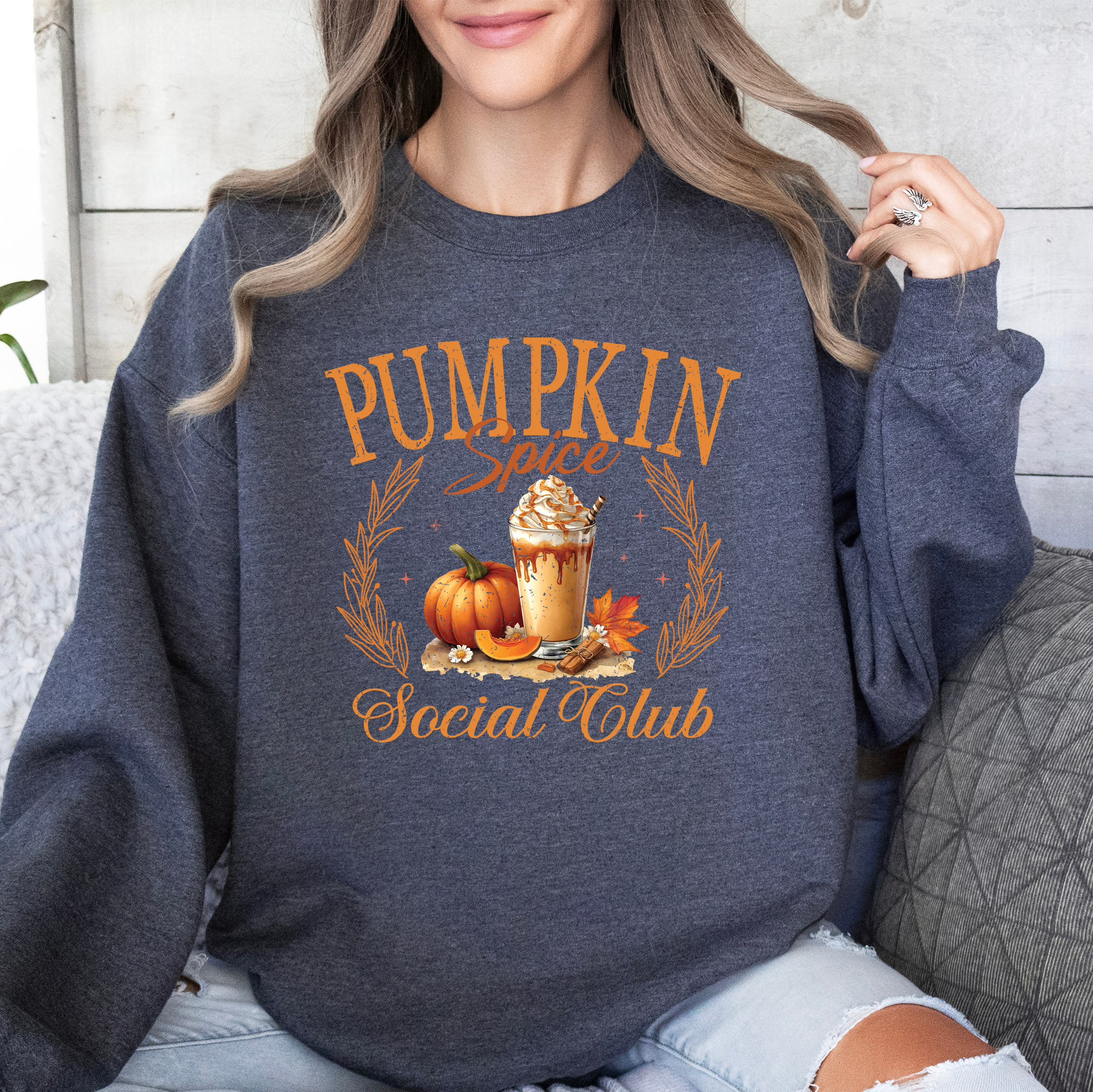 Pumpkin Spice Social Club Autumn Floral Sunflower Edition Cozy Warm Seasonal Vibes Autumn Harvest Celebration Sweatshirt