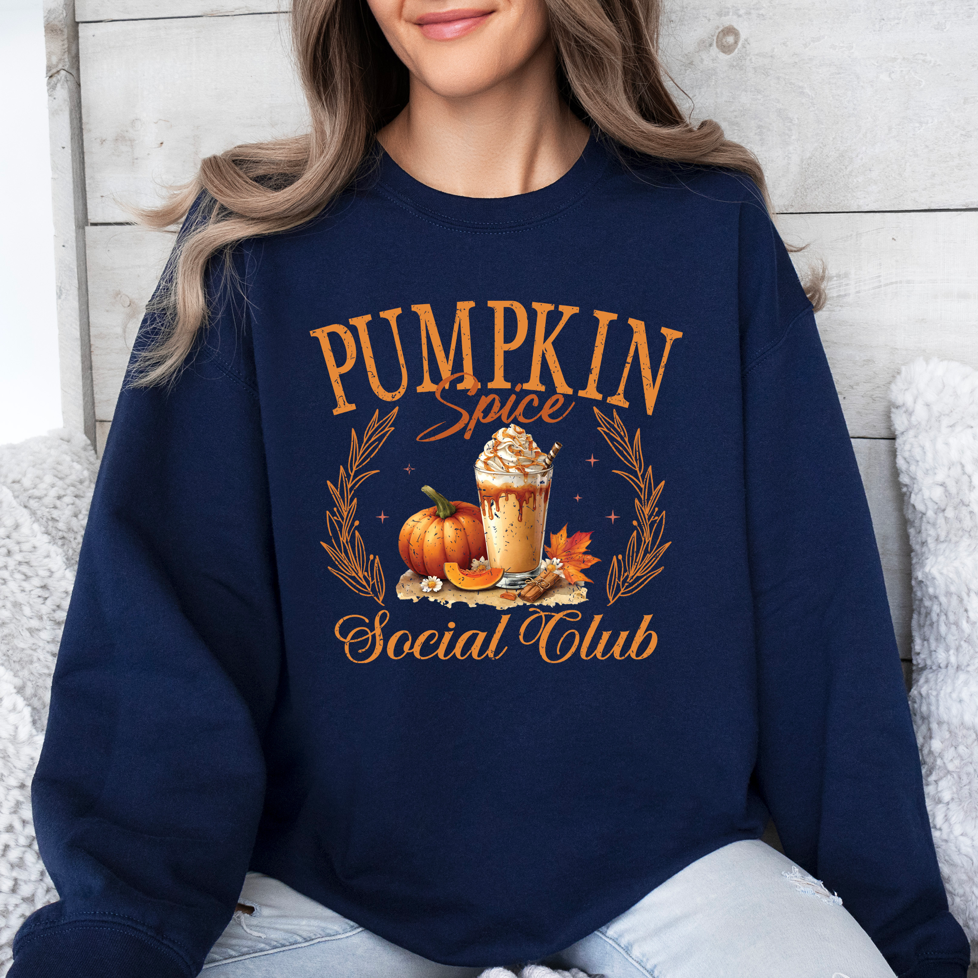 Pumpkin Spice Social Club Autumn Floral Sunflower Edition Cozy Warm Seasonal Vibes Autumn Harvest Celebration Sweatshirt
