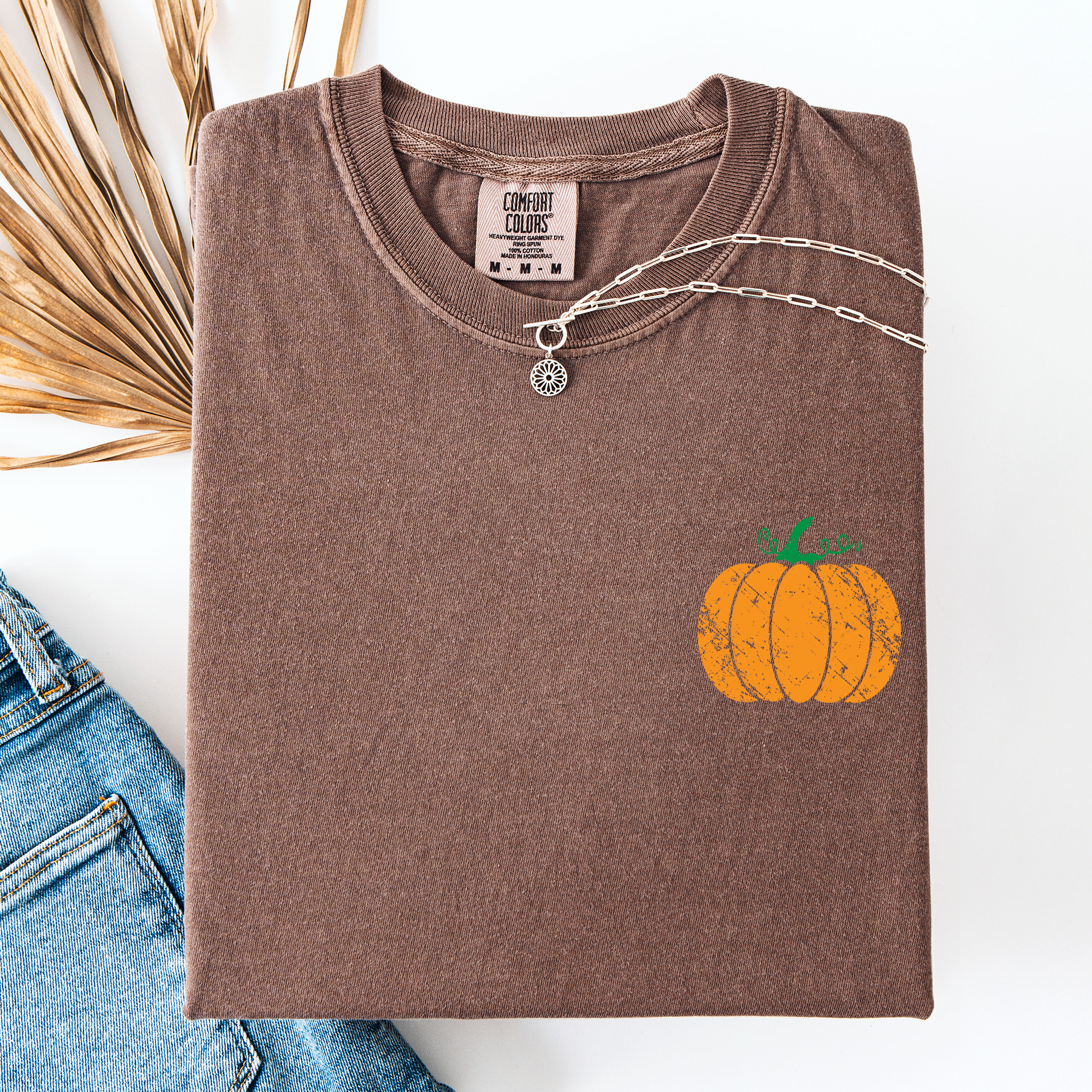 Mama Pumpkin Pattern Watercolor Leopard Pumpkins With Hand-Painted Bouquet Comfort Colors Tee
