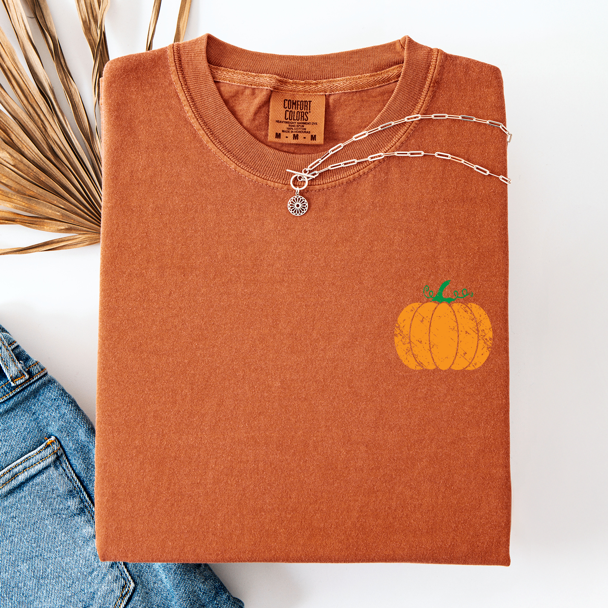 Mama Pumpkin Pattern Watercolor Leopard Pumpkins With Hand-Painted Bouquet Comfort Colors Tee