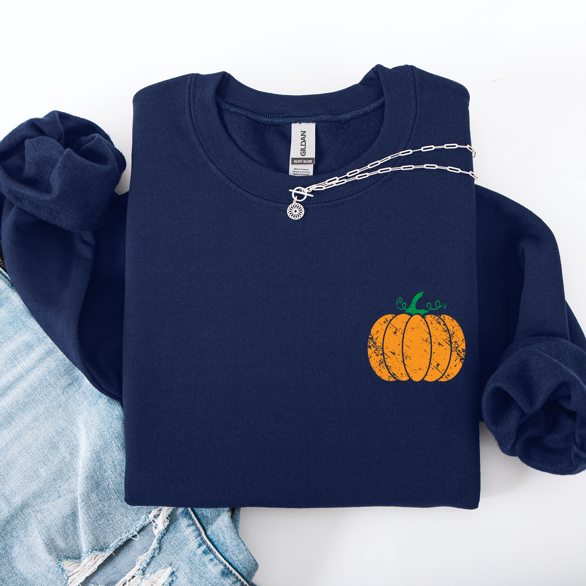 Pumpkin Halloween Fall Autumn Pocket Cozy Floral Sunflower Autumnal Design Sweatshirt
