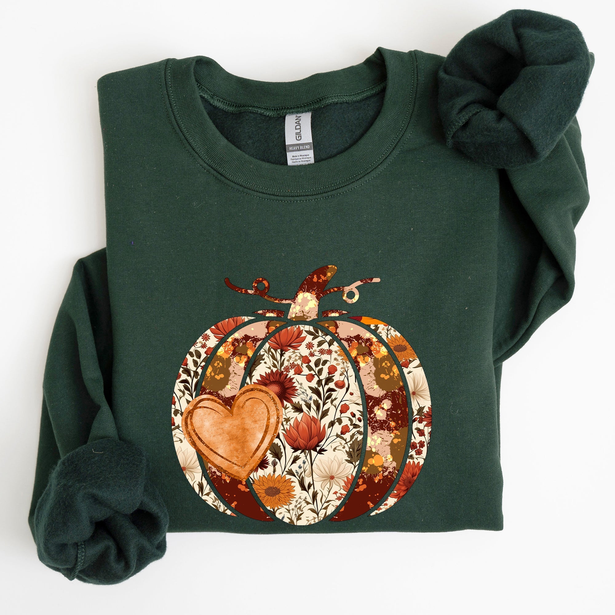 Pumpkin Heart Love Thanksgiving Fall Autumn Halloween Floral Flower Seasonal Sweatshirt
