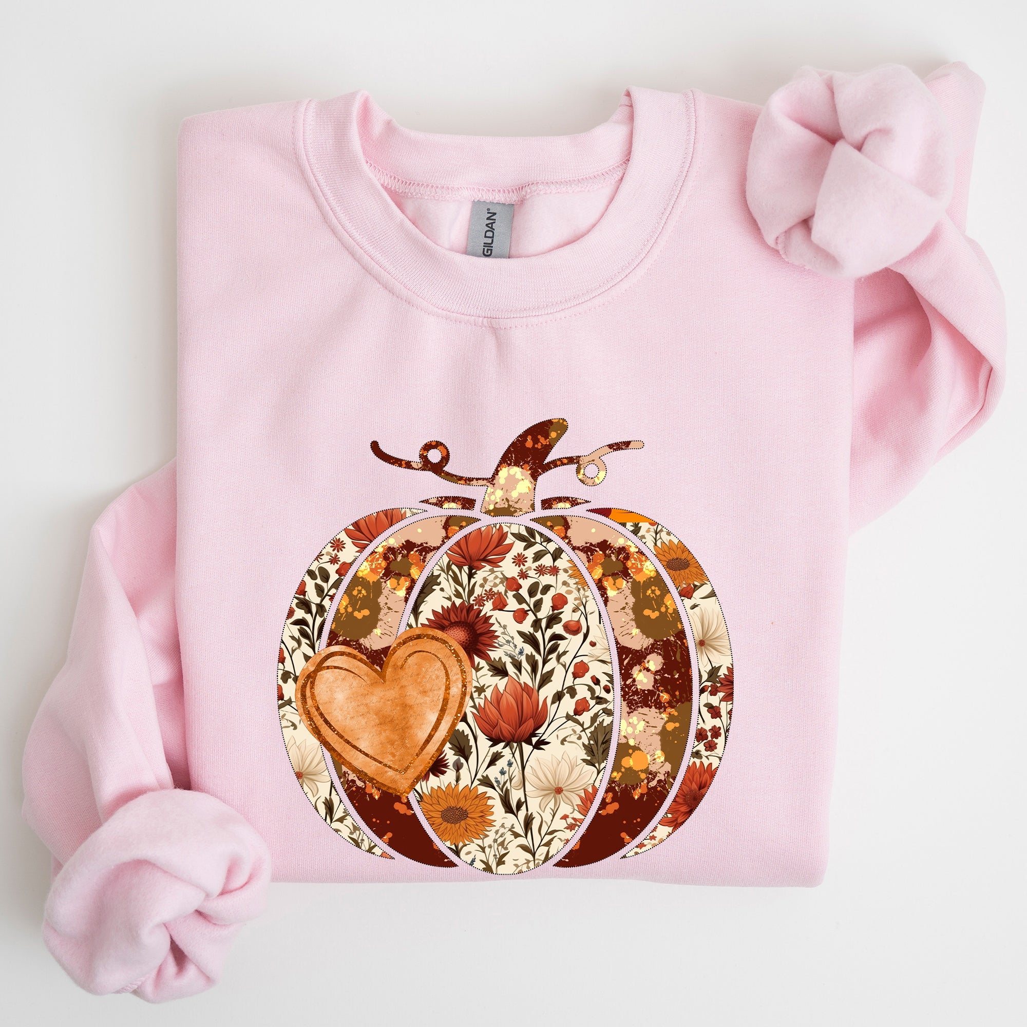 Pumpkin Heart Love Thanksgiving Fall Autumn Halloween Floral Flower Seasonal Sweatshirt