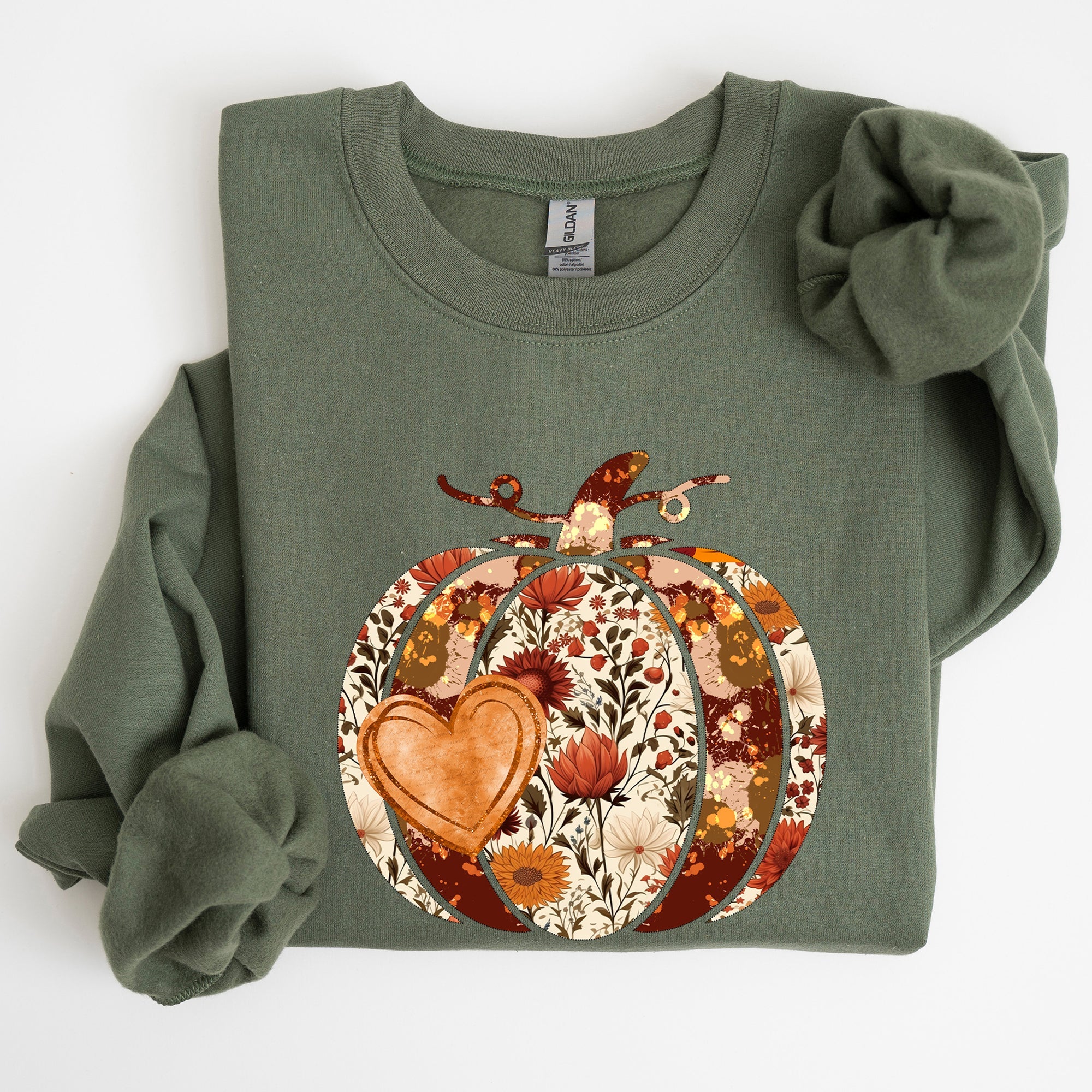 Pumpkin Heart Love Thanksgiving Fall Autumn Halloween Floral Flower Seasonal Sweatshirt