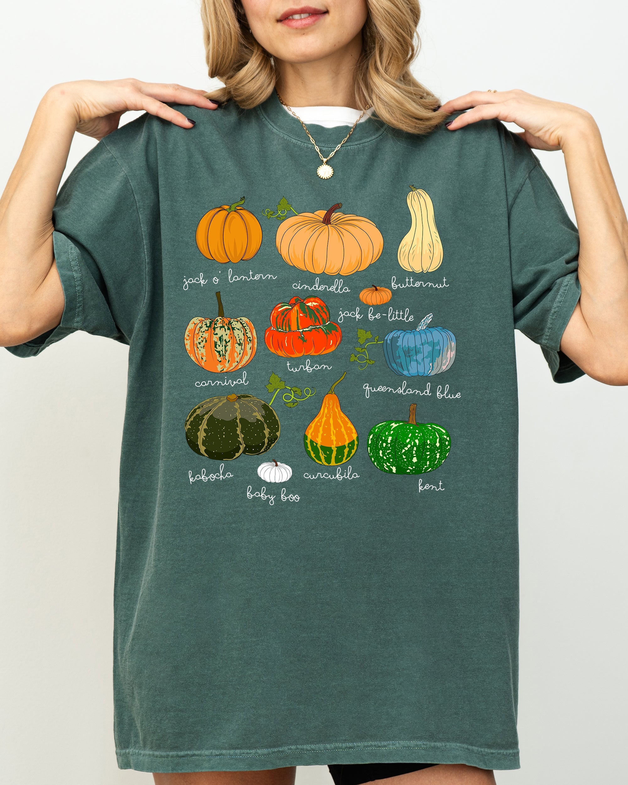 Pumpkins Jack-O-Lanterns Fall Halloween Thanksgiving Illustration Comfort Colors Tee