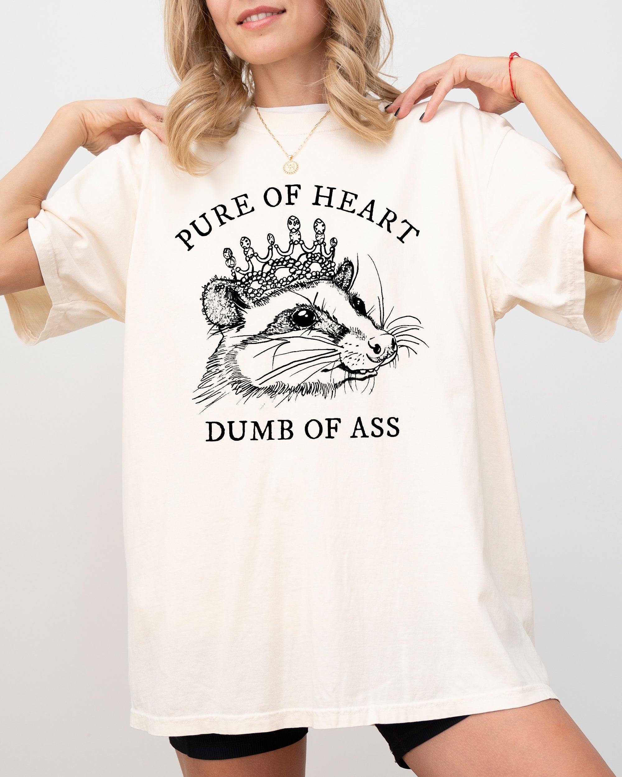 Pure Of Heart, Dumb Of Ass Possum Opossum Quote Statement Edition Comfort Colors Tee