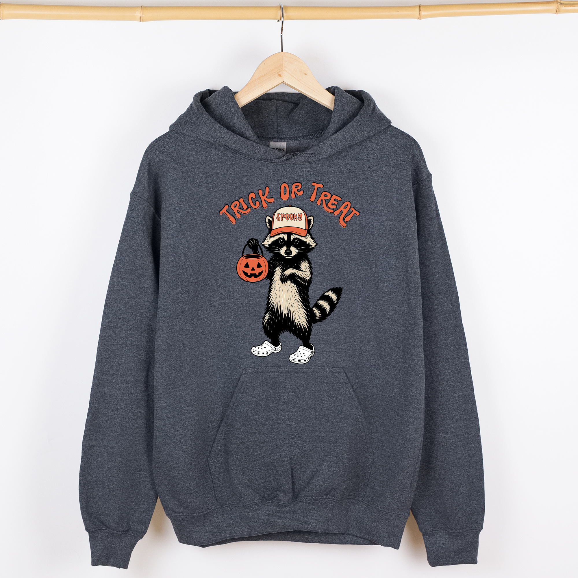 Raccoon Trick Or Treat Halloween Mischief Spooky Costume Night Meme Vintage Print Graphic Hoodie