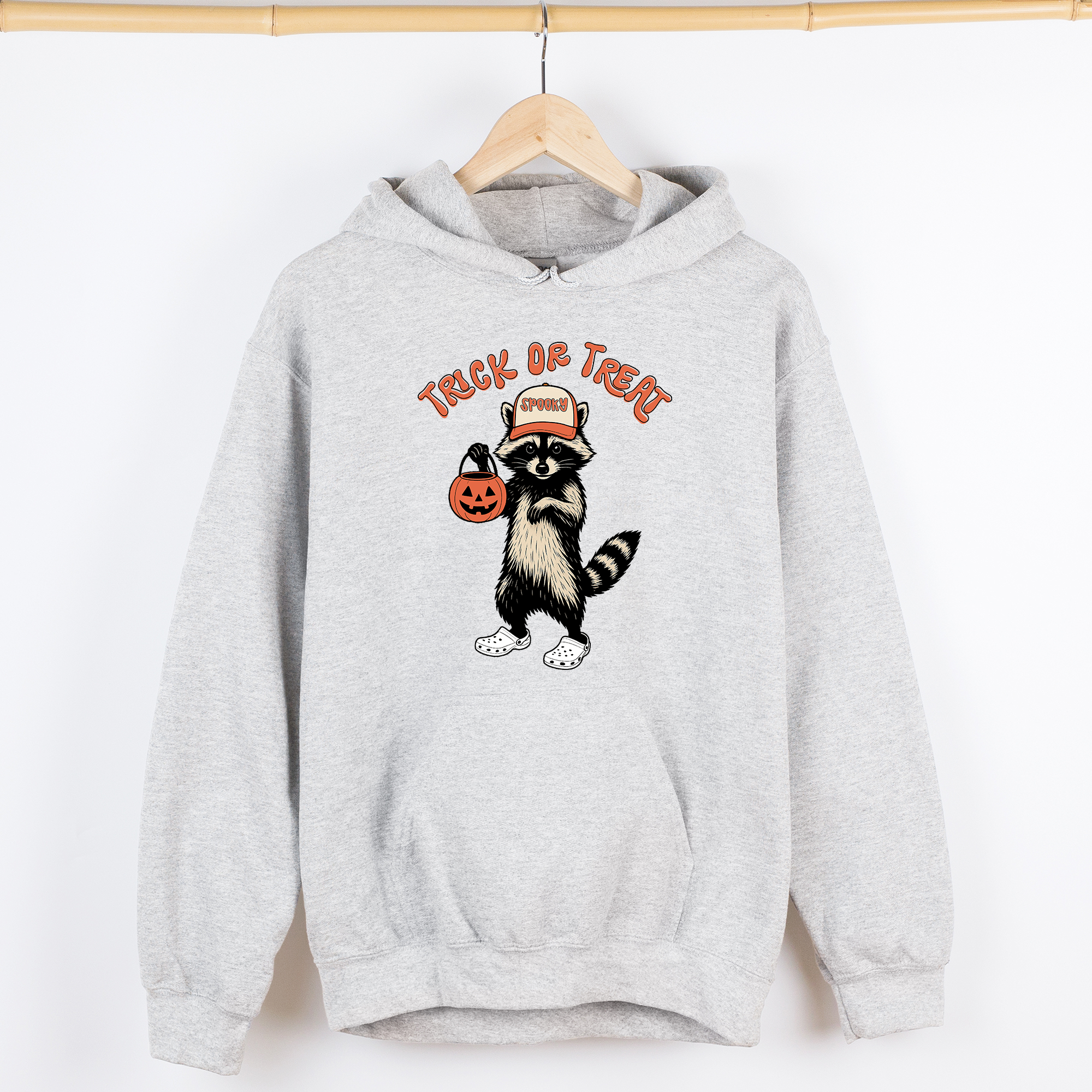 Raccoon Trick Or Treat Halloween Mischief Spooky Costume Night Meme Vintage Print Graphic Hoodie