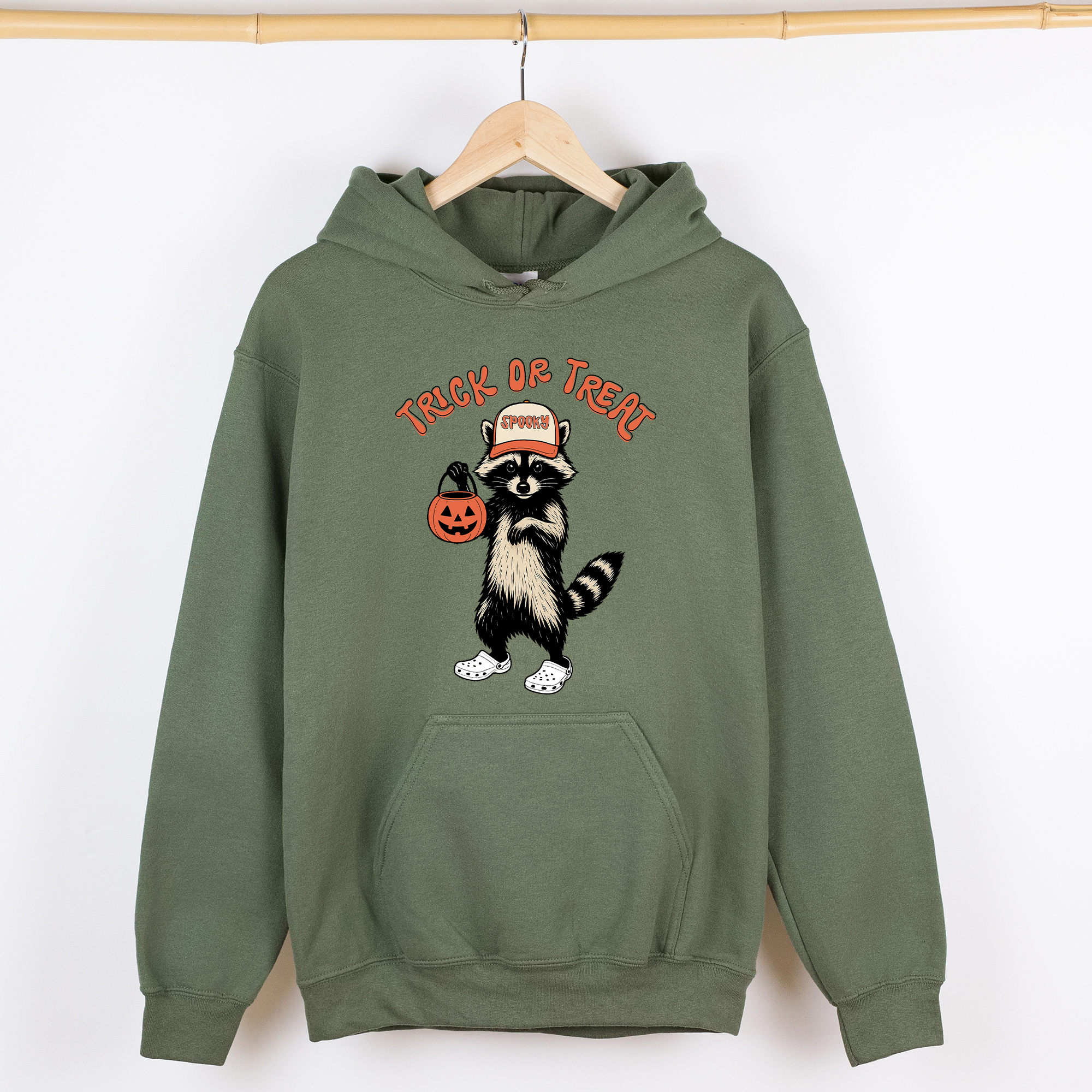 Raccoon Trick Or Treat Halloween Mischief Spooky Costume Night Meme Vintage Print Graphic Hoodie