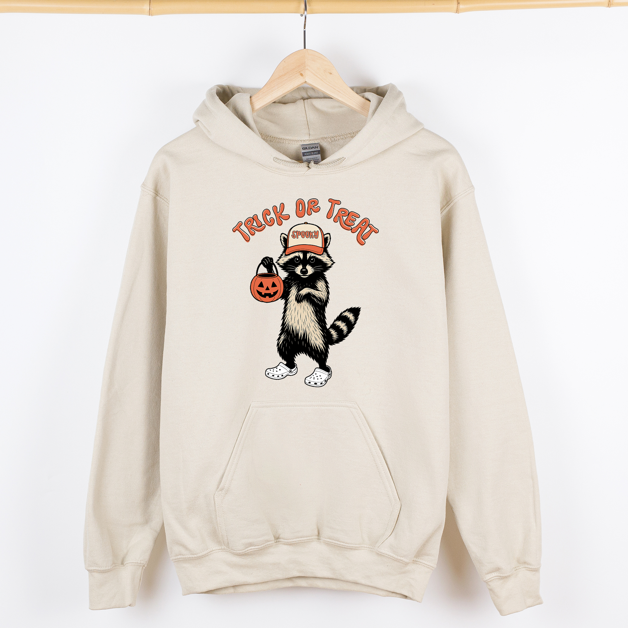 Raccoon Trick Or Treat Halloween Mischief Spooky Costume Night Meme Vintage Print Graphic Hoodie