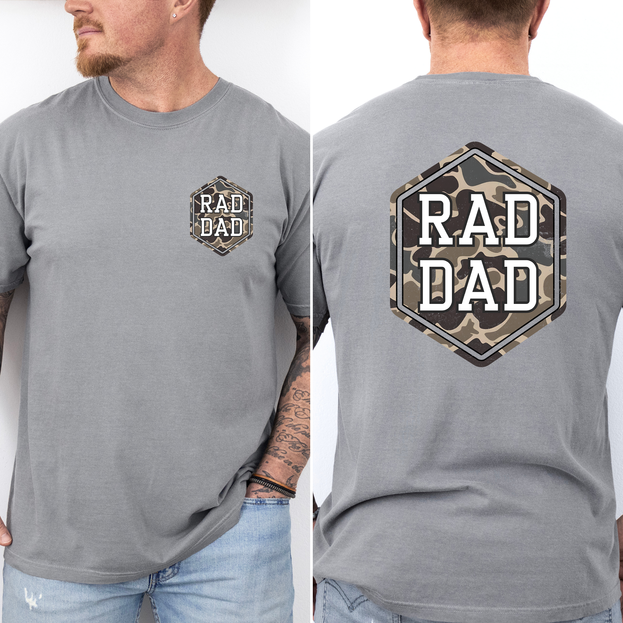 Rad Dad Camouflage Camo Pattern Bold Retro Dad Style Old School Graphic Comfort Colors Tee