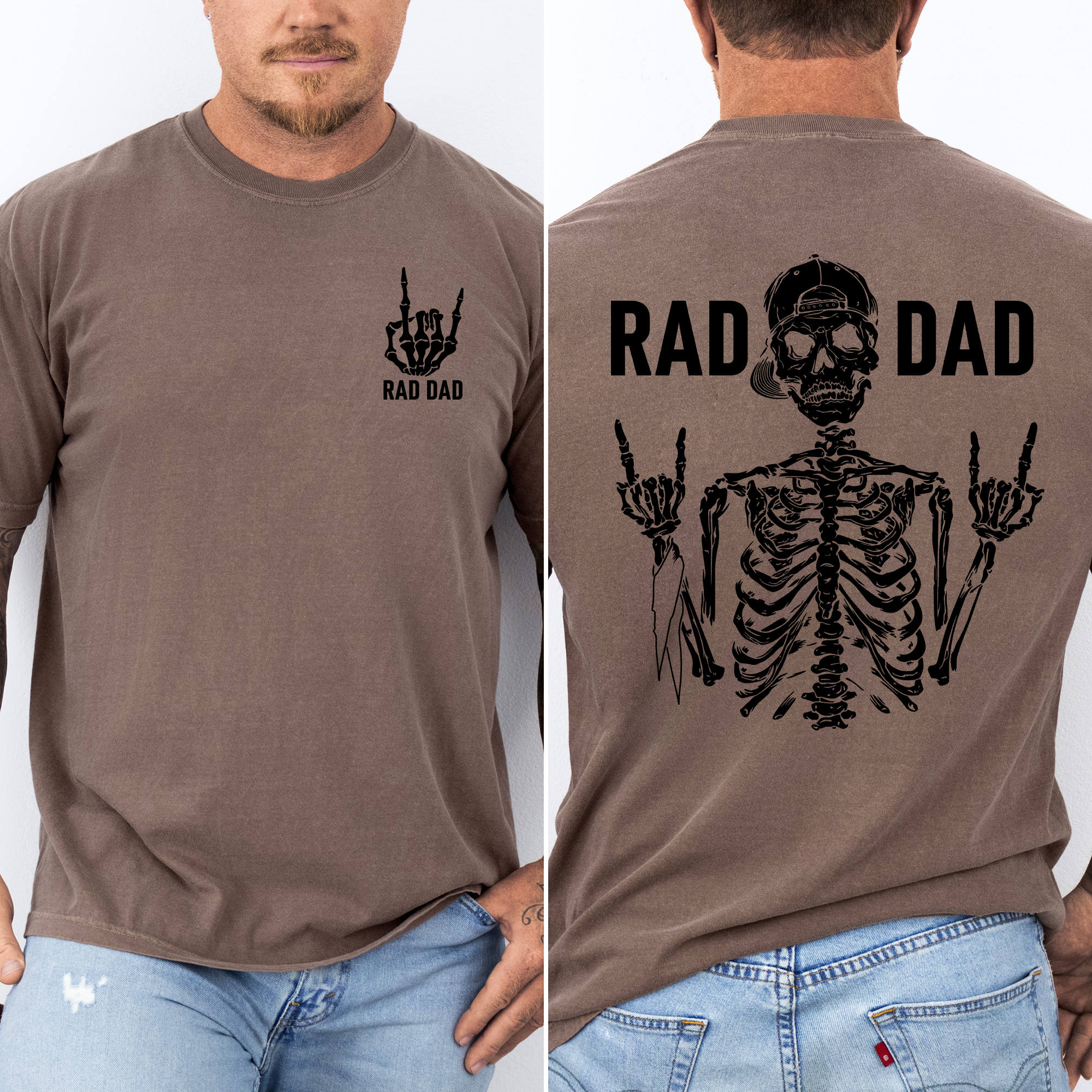 Rad Dad Skeleton Father's Day Edition Bold Skeleton Art For Dads Husbands And Brothers Comfort Colors Tee