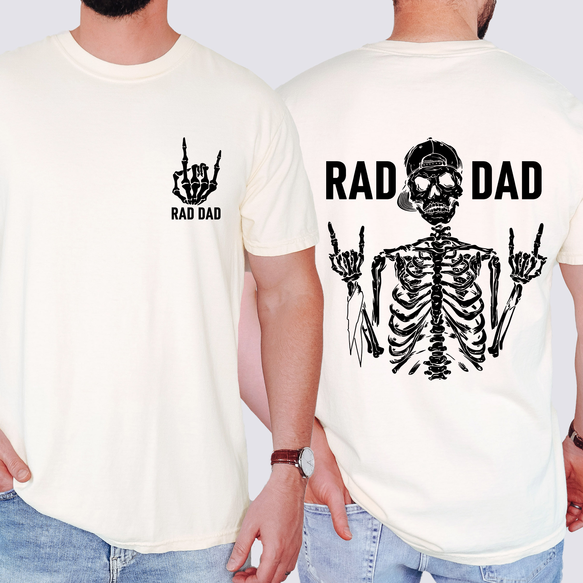 Rad Dad Skeleton Father's Day Edition Bold Skeleton Art For Dads Husbands And Brothers Comfort Colors Tee