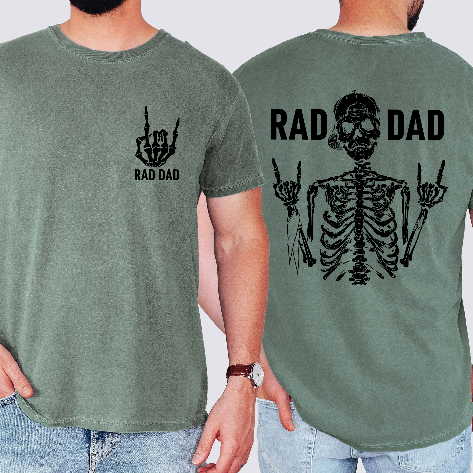 Rad Dad Skeleton Father's Day Edition Bold Skeleton Art For Dads Husbands And Brothers Comfort Colors Tee