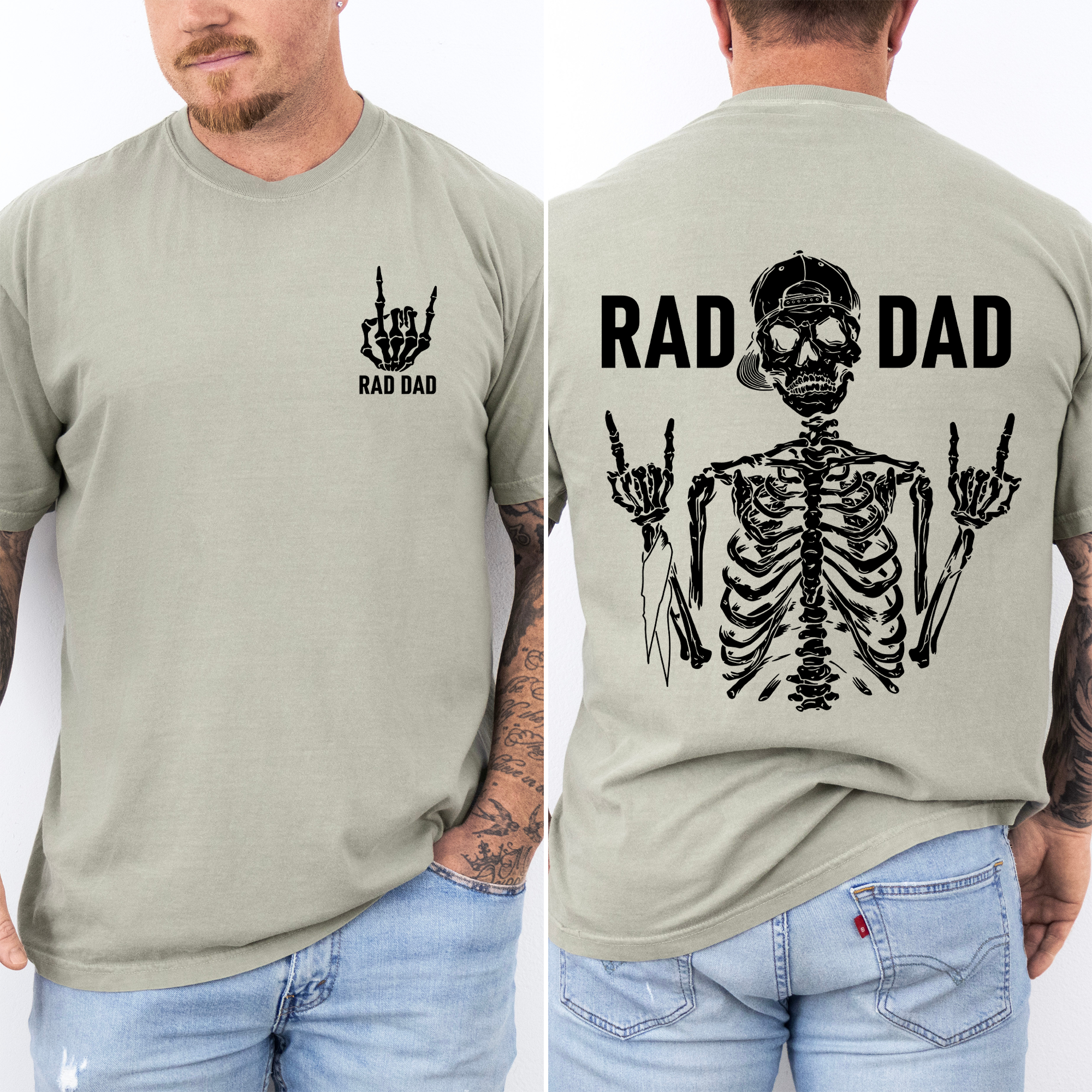 Rad Dad Skeleton Father's Day Edition Bold Skeleton Art For Dads Husbands And Brothers Comfort Colors Tee