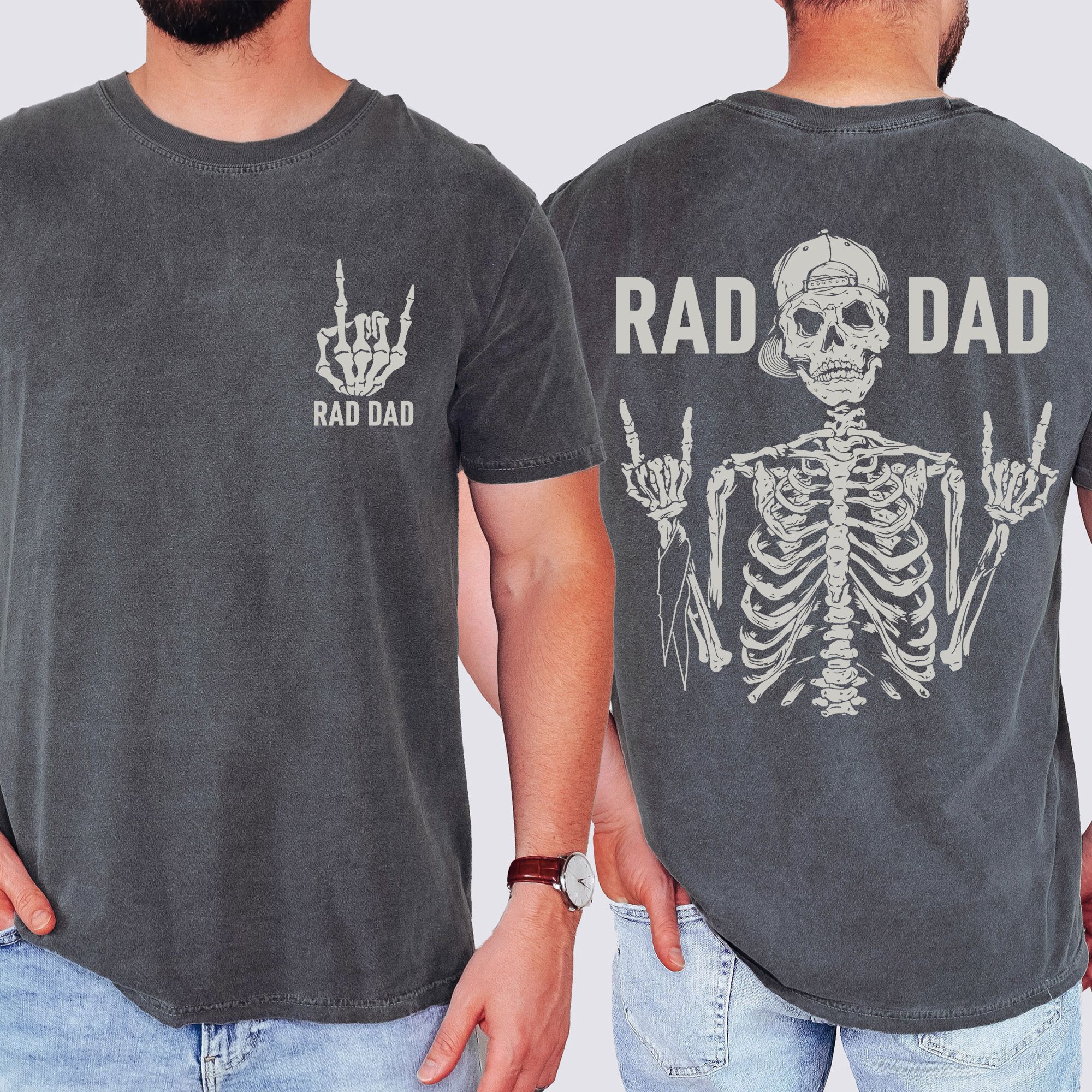Rad Dad Skeleton Father's Day Edition Bold Skeleton Art For Dads Husbands And Brothers Comfort Colors Tee
