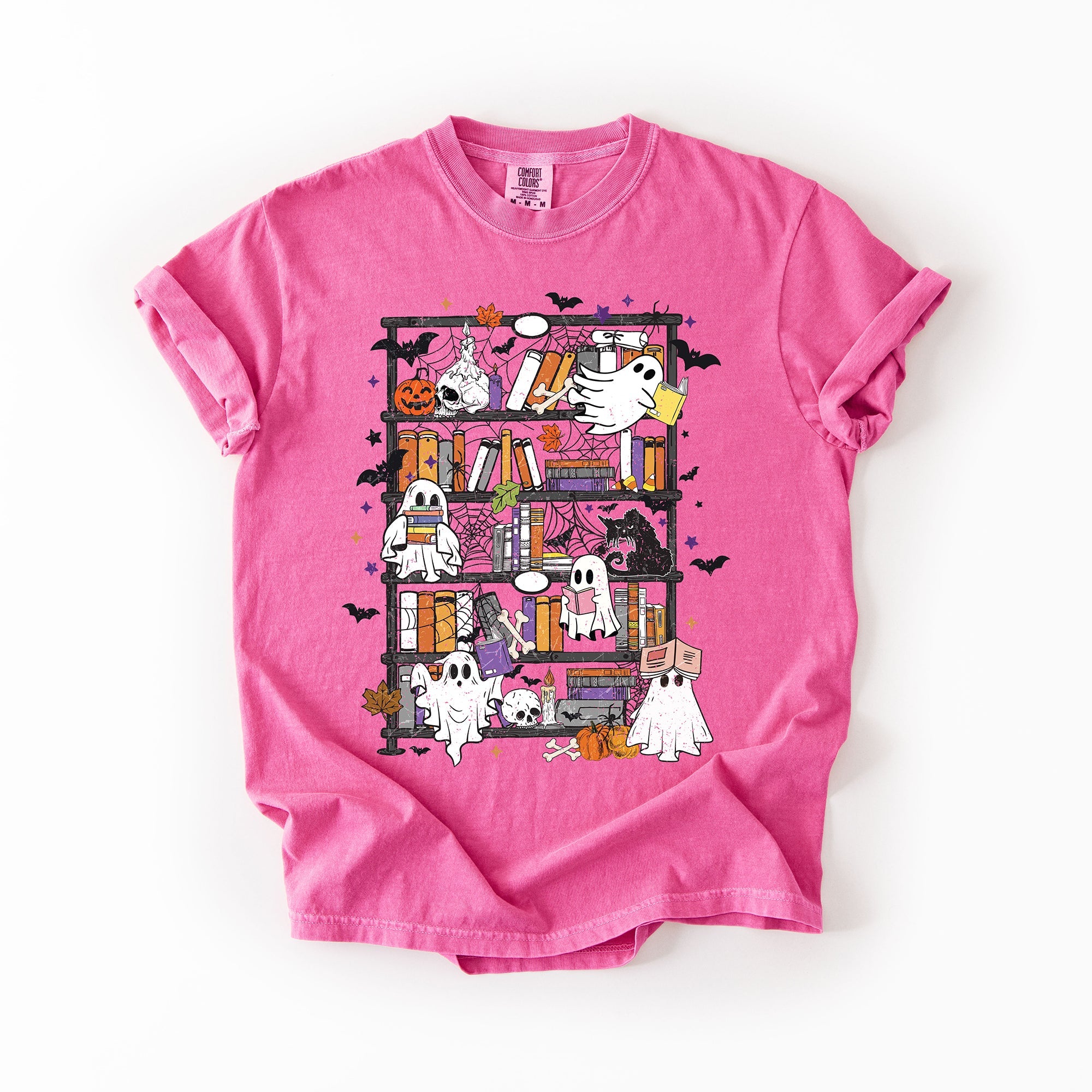 Reading Ghosts Bookish Library Spooky Halloween Booktok Classic Literary Lovers Cozy Comfort Colors Tee