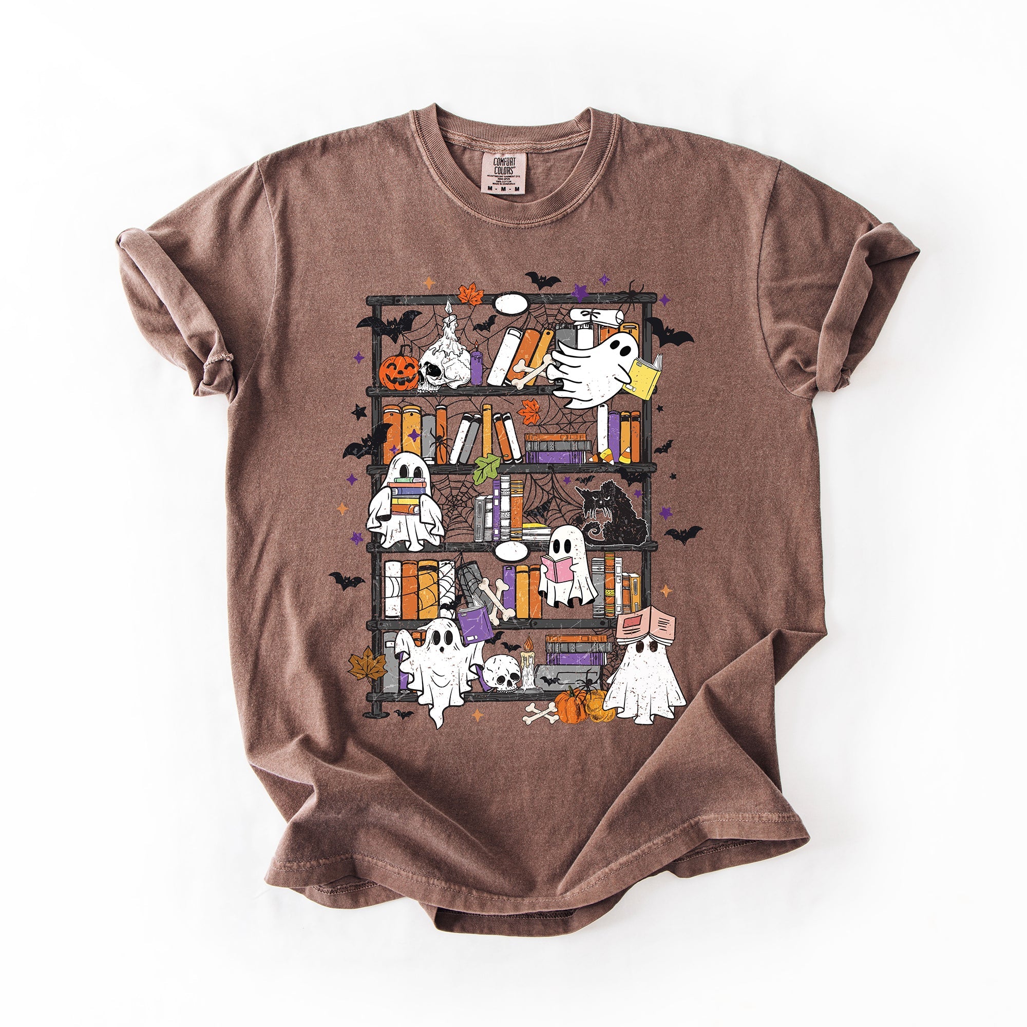 Reading Ghosts Bookish Library Spooky Halloween Booktok Classic Literary Lovers Cozy Comfort Colors Tee