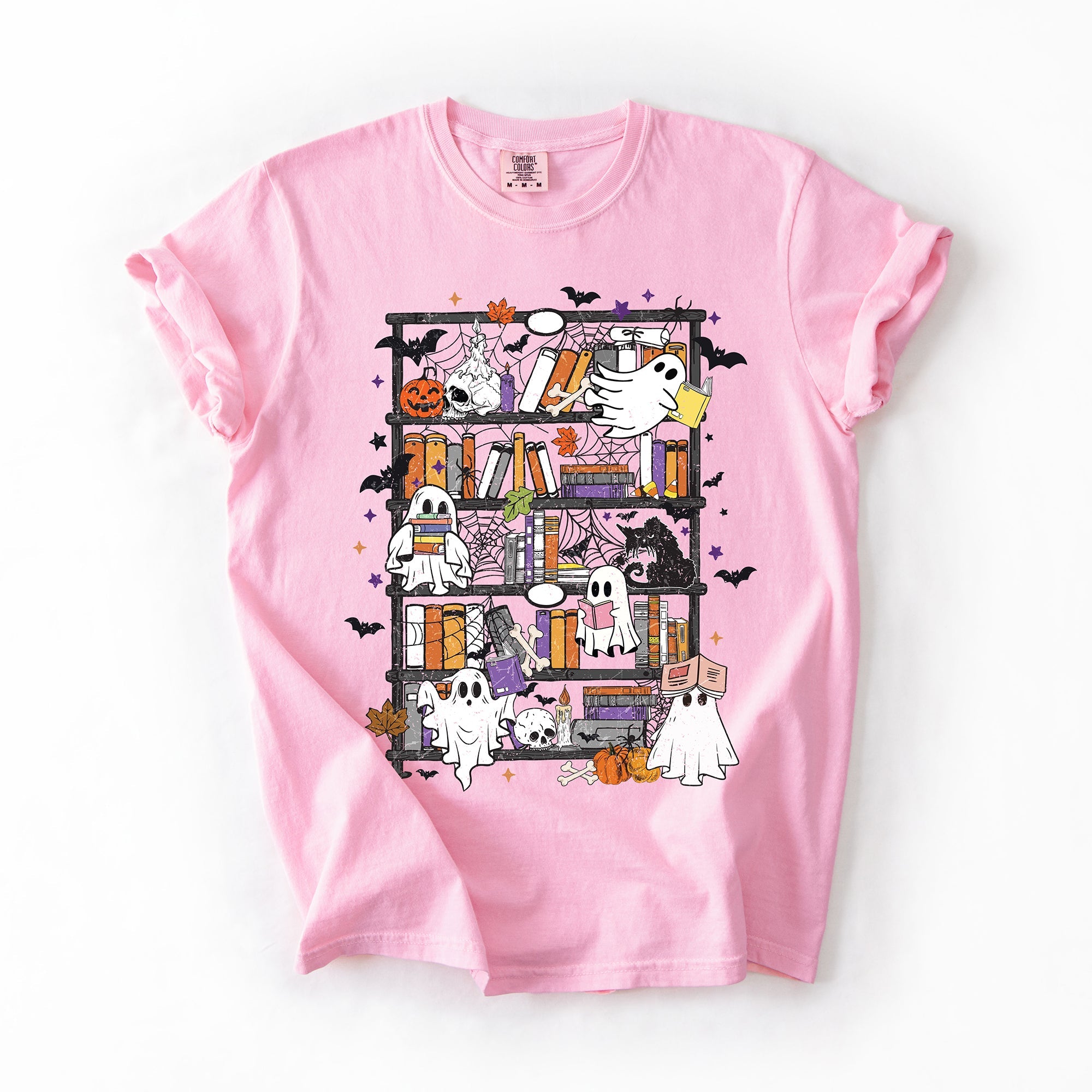 Reading Ghosts Bookish Library Spooky Halloween Booktok Classic Literary Lovers Cozy Comfort Colors Tee