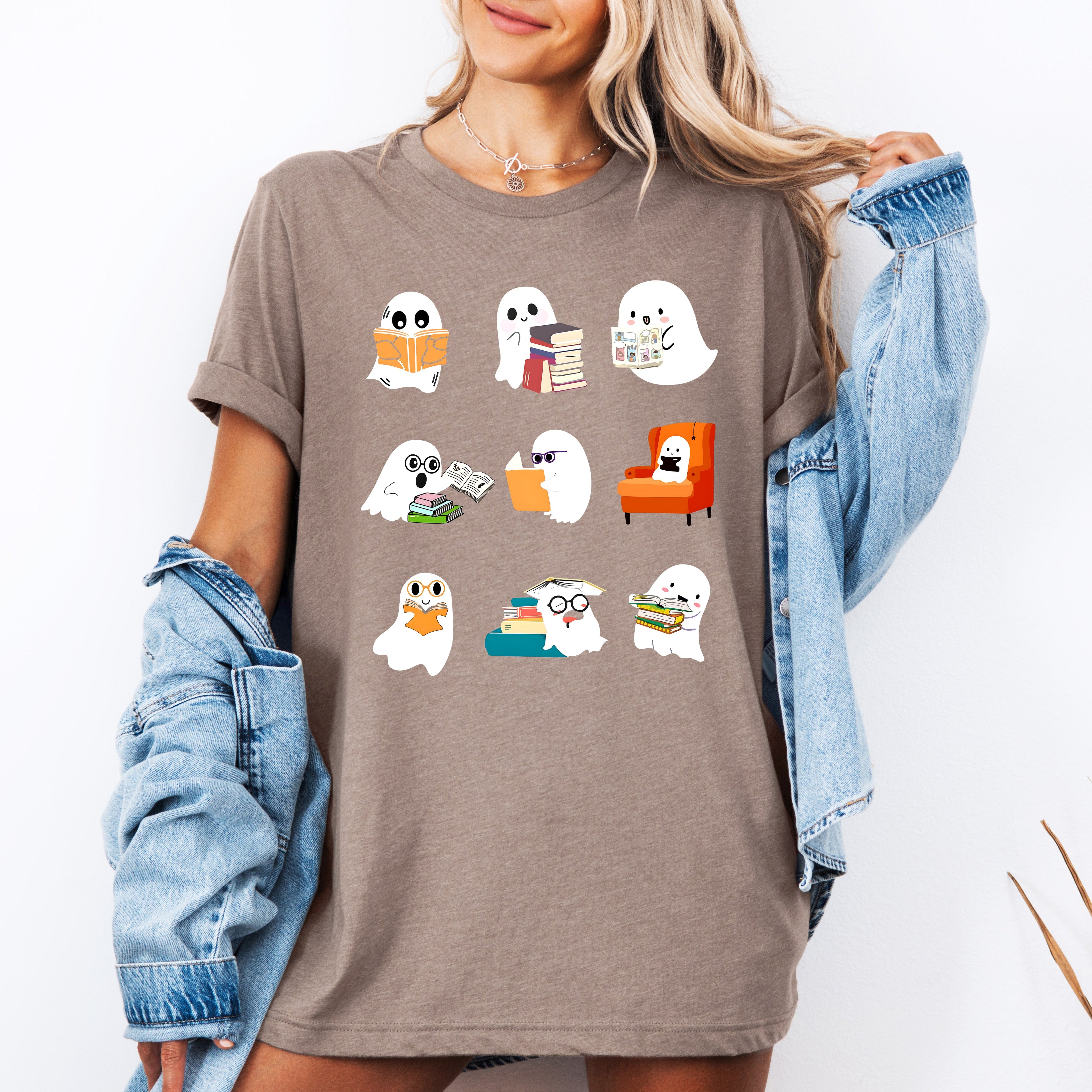 Reading Ghosts Halloween Library Books Spooky Story Lovers Edition Collectible Limited Print Graphic Tee