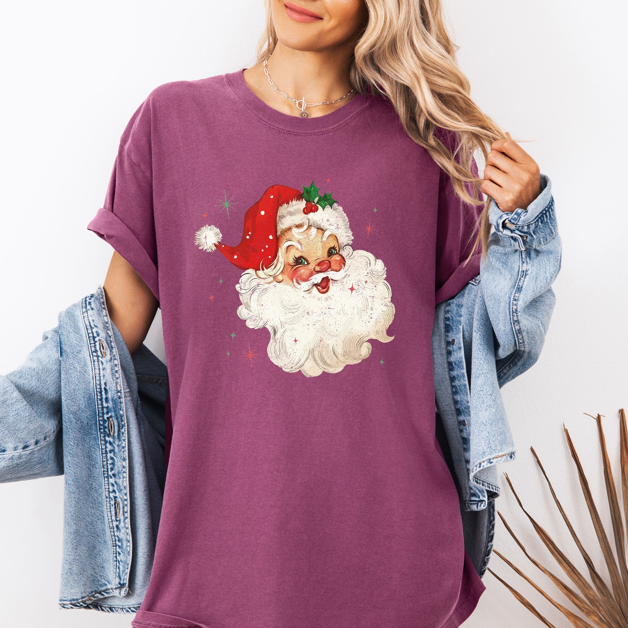 Red Retro Santa Claus Christmas Vintage Classic Snowy Night Scene With Nostalgic Holiday Cheer Comfort Colors Tee