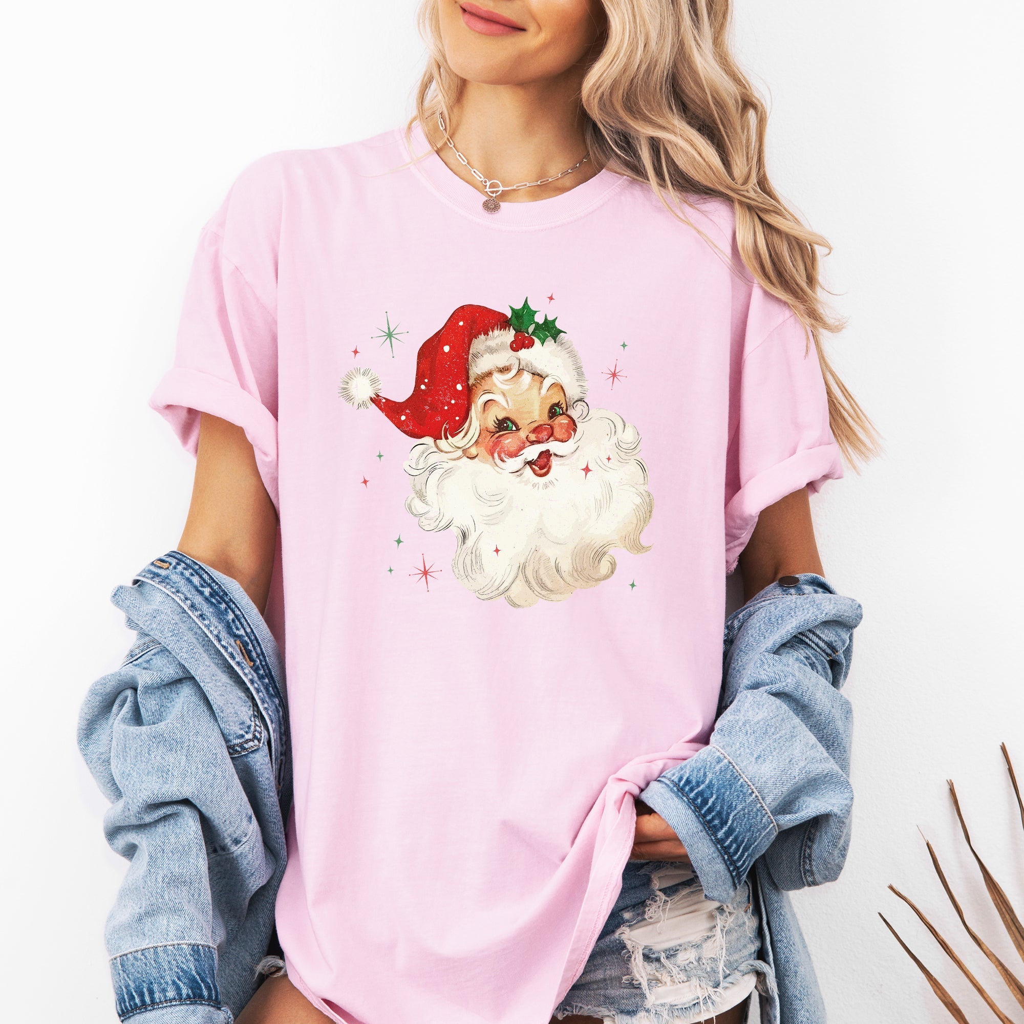 Red Retro Santa Claus Christmas Vintage Classic Snowy Night Scene With Nostalgic Holiday Cheer Comfort Colors Tee