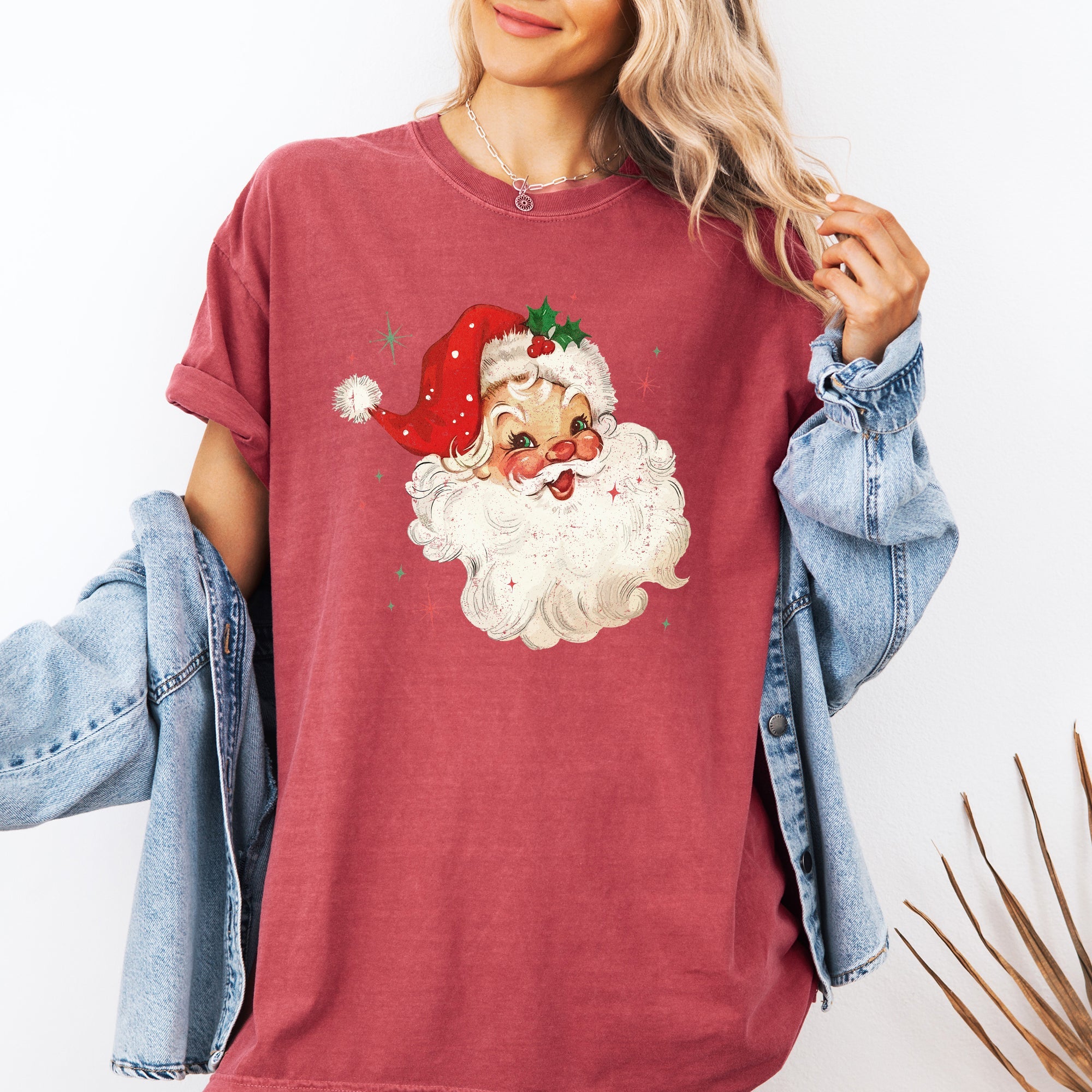 Red Retro Santa Claus Christmas Vintage Classic Snowy Night Scene With Nostalgic Holiday Cheer Comfort Colors Tee