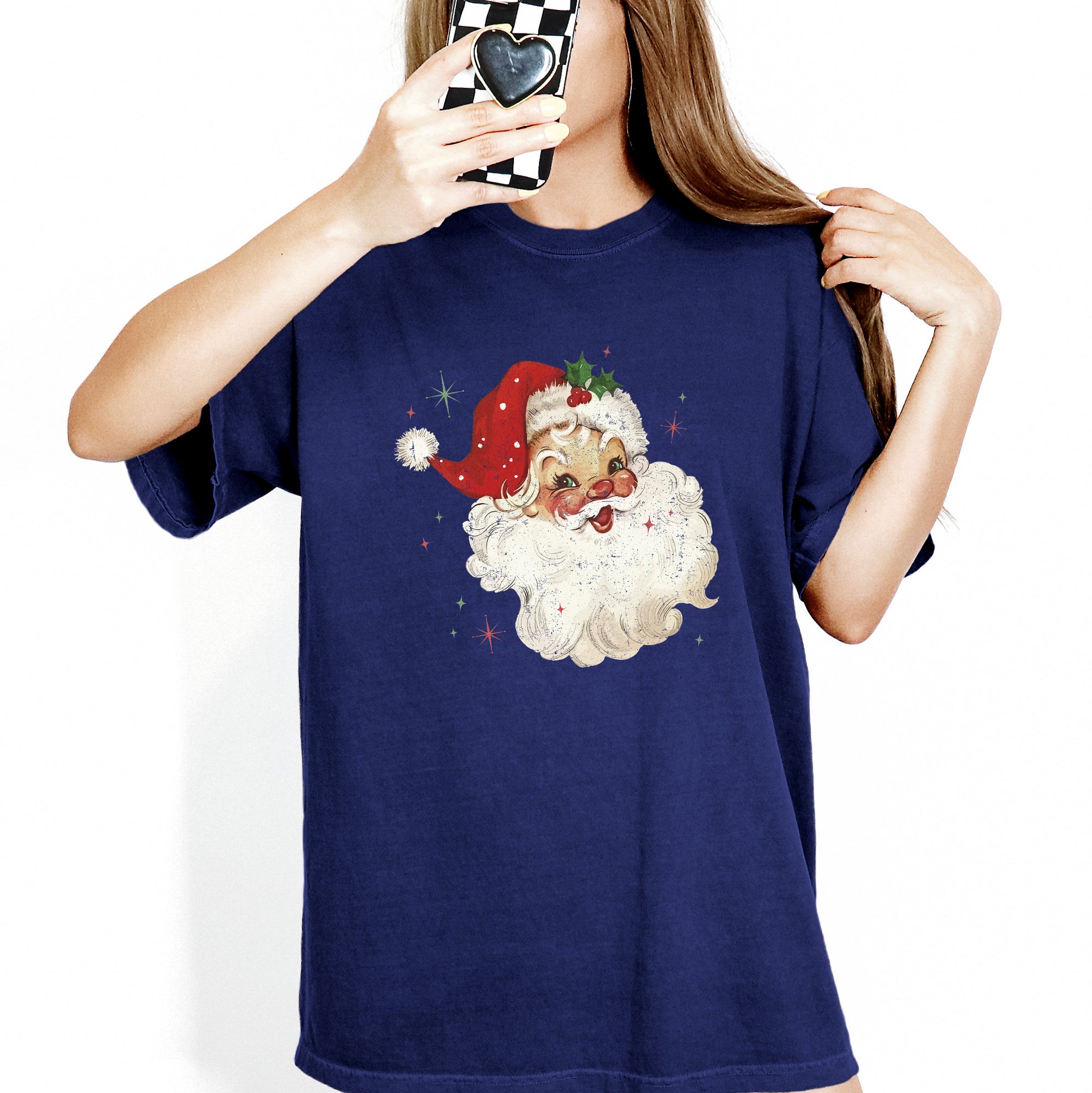 Red Retro Santa Claus Christmas Vintage Classic Snowy Night Scene With Nostalgic Holiday Cheer Comfort Colors Tee