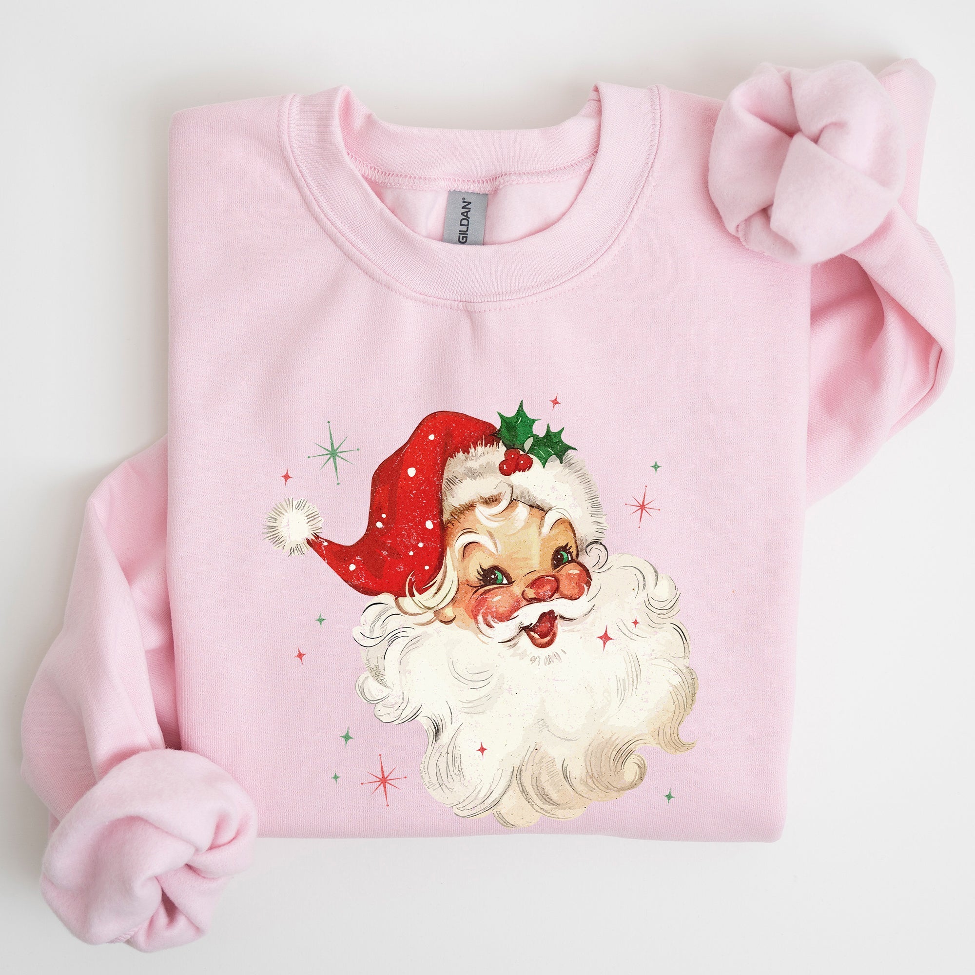 Red Retro Santa Claus Christmas Vintage Classic Snow Xmas Seasonal Ornament Sweatshirt