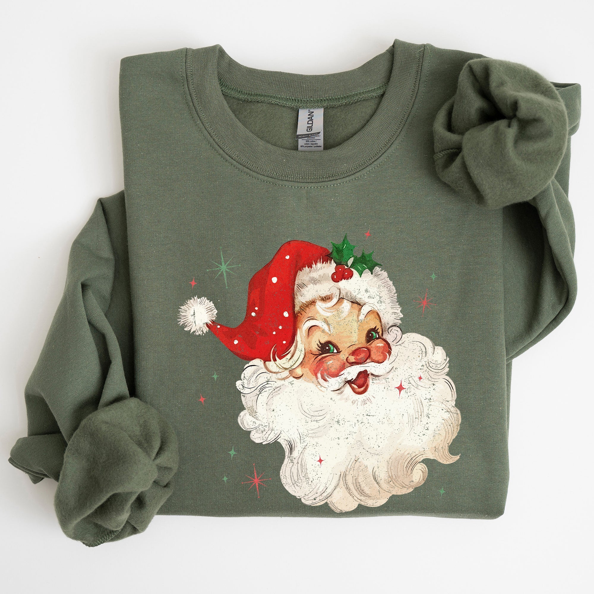 Red Retro Santa Claus Christmas Vintage Classic Snow Xmas Seasonal Ornament Sweatshirt