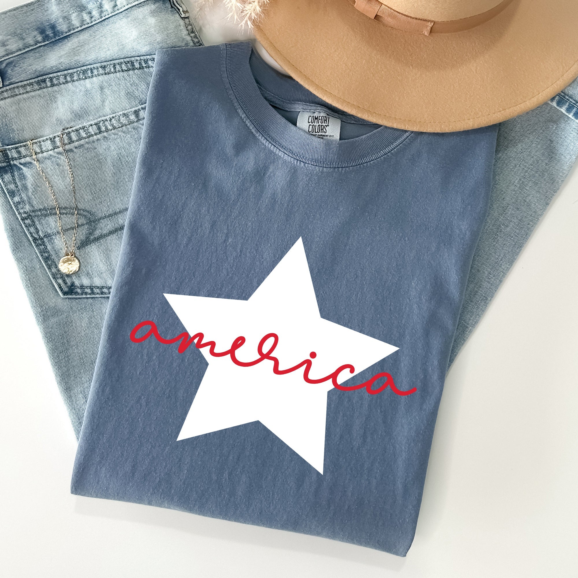 Retro America Star Comfort Colors Tee
