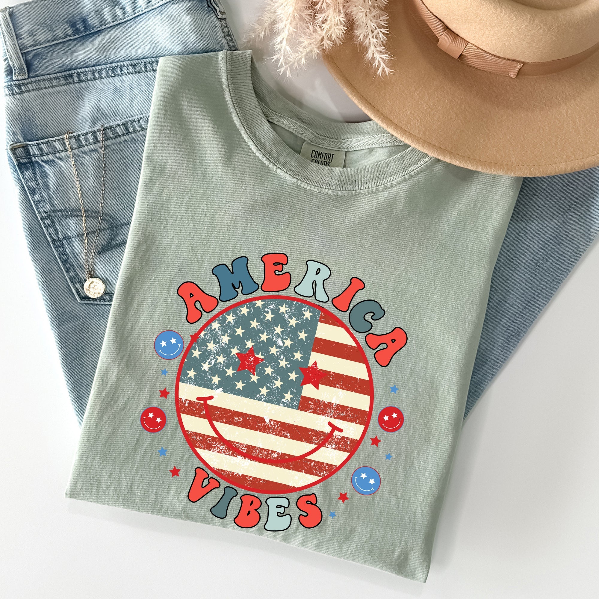 Retro America Vibes Patriotic Vintage Fourth Of July Americana Heritage Edition Comfort Colors Tee