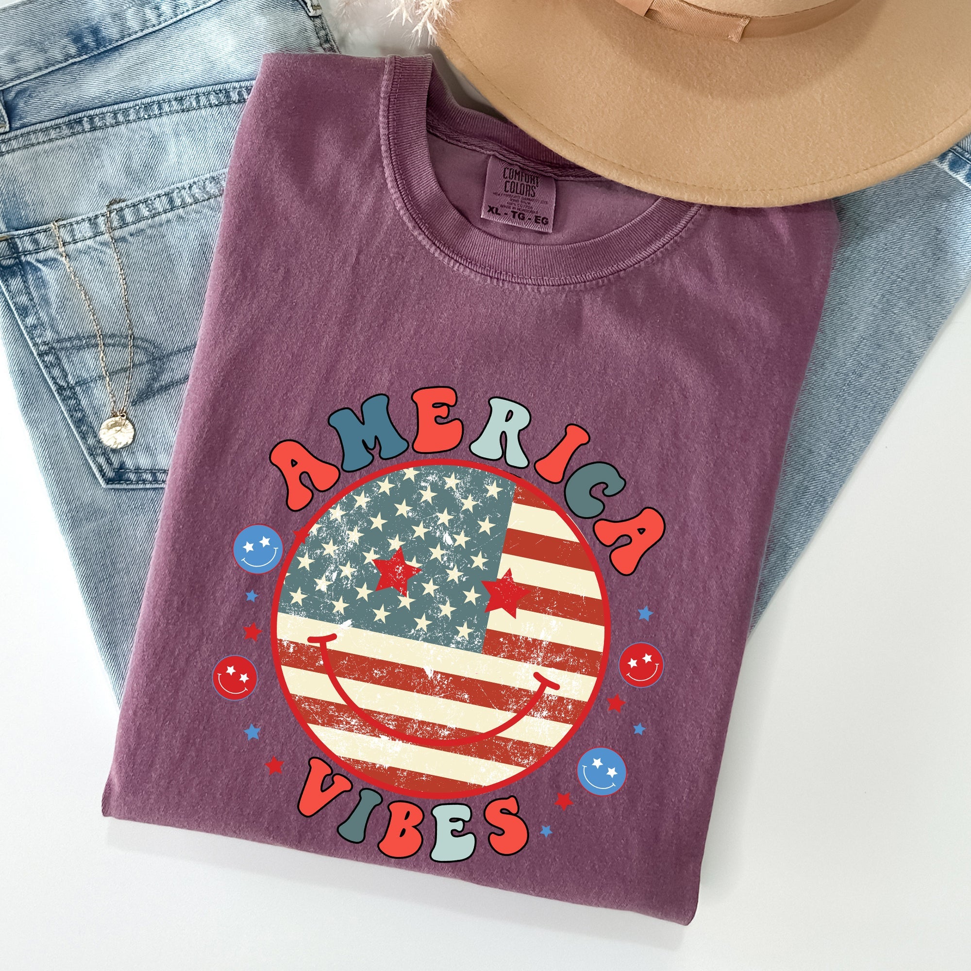 Retro America Vibes Patriotic Vintage Fourth Of July Americana Heritage Edition Comfort Colors Tee